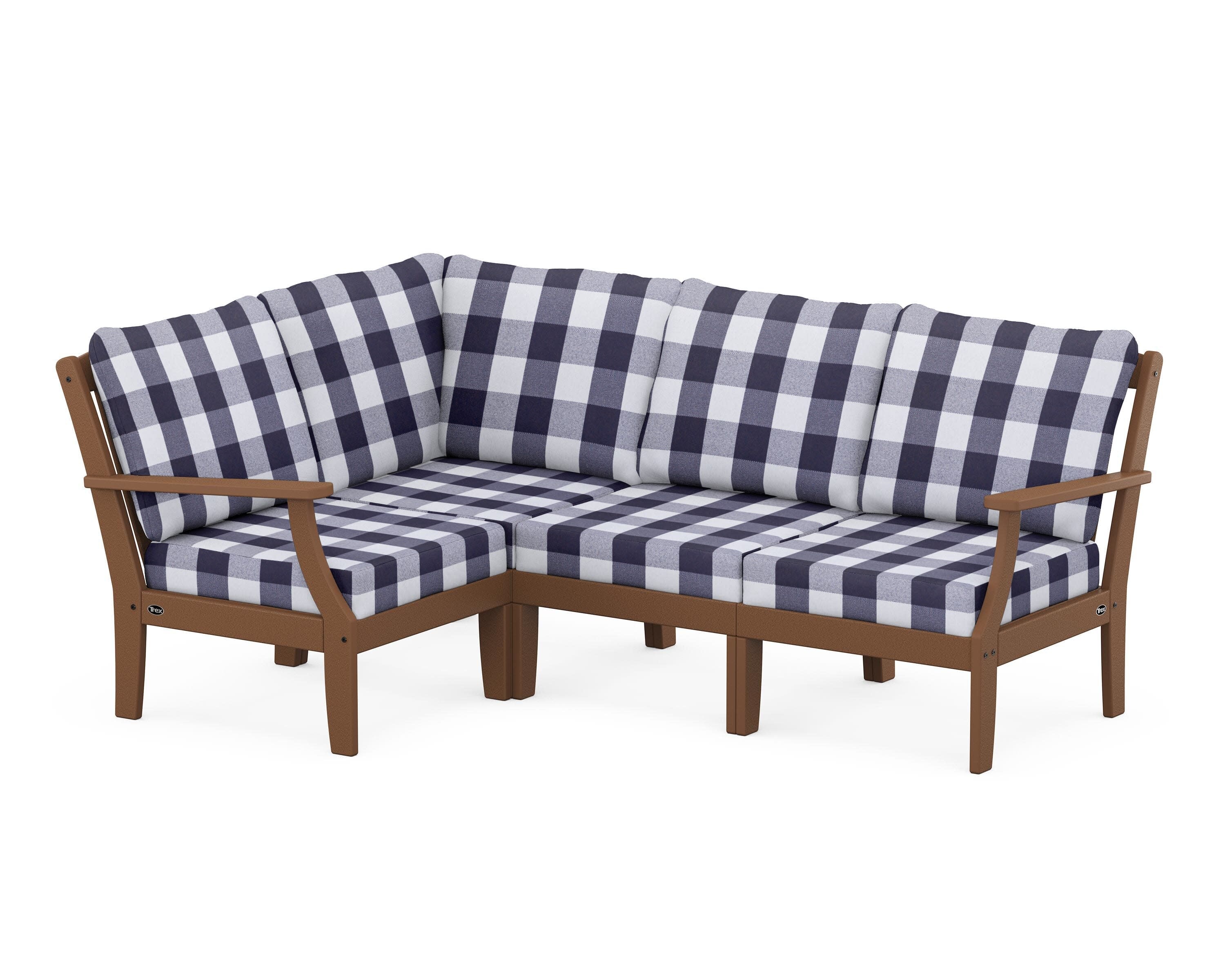 Yacht Club Modular 4-Piece Deep Seating Set in Tree House / Buffalo Plaid Navy