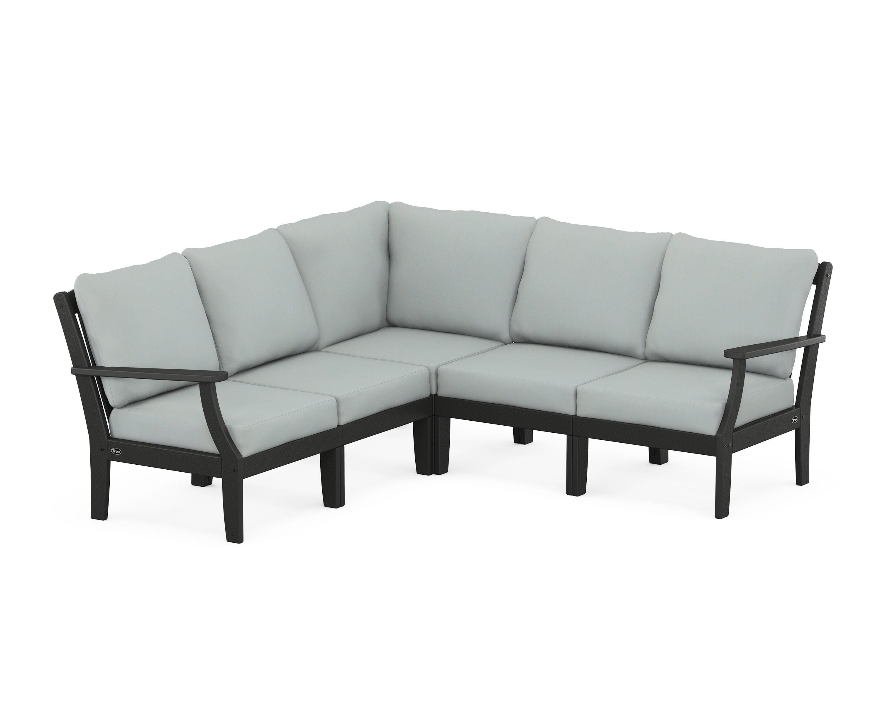 Yacht Club Modular 5-Piece Deep Seating Set in Charcoal Black / Spa