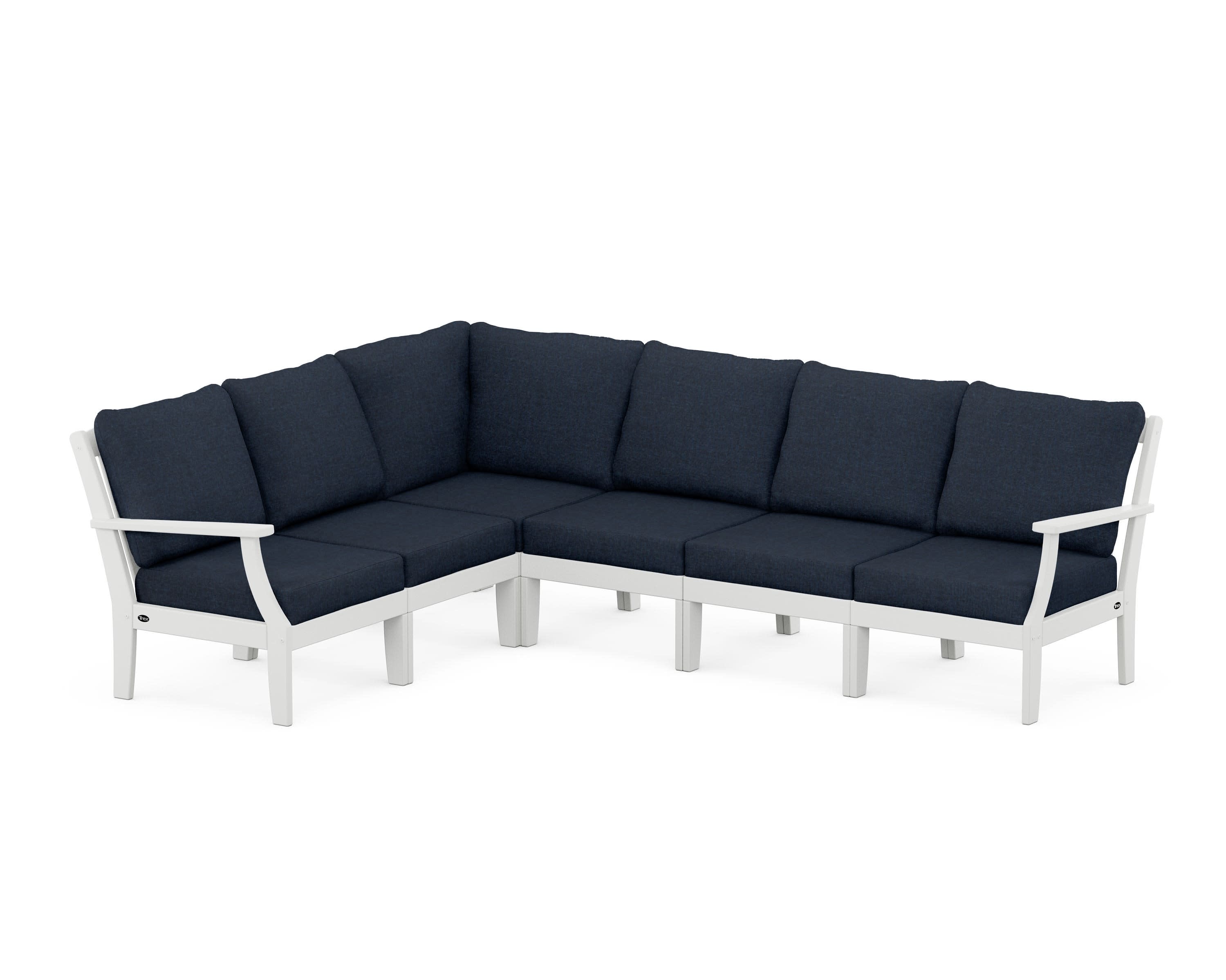 Yacht Club Modular 6-Piece Deep Seating Set in Classic White / Marine Indigo
