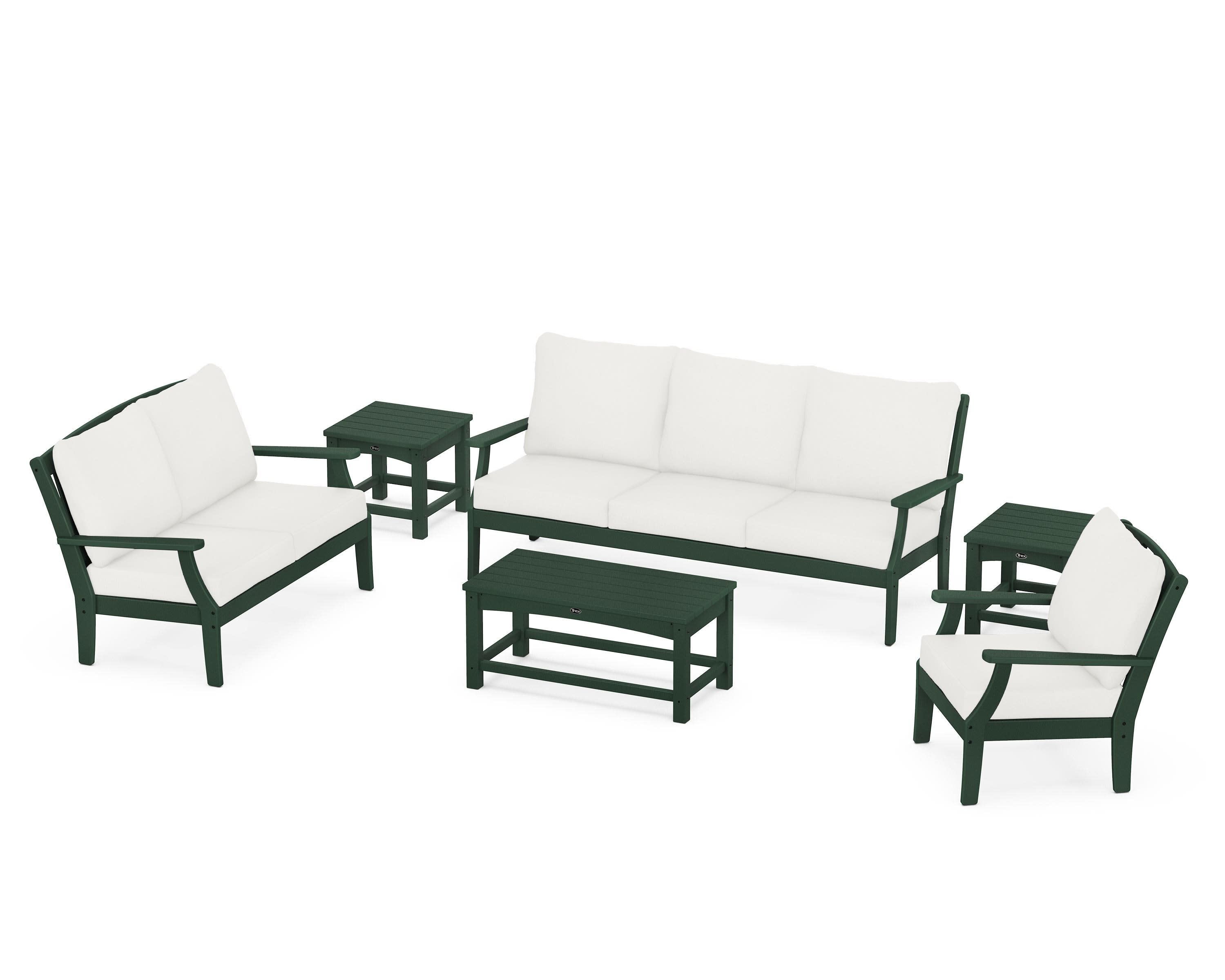 Yacht Club 6-Piece Deep Seating Set in Rainforest Canopy / Natural Linen