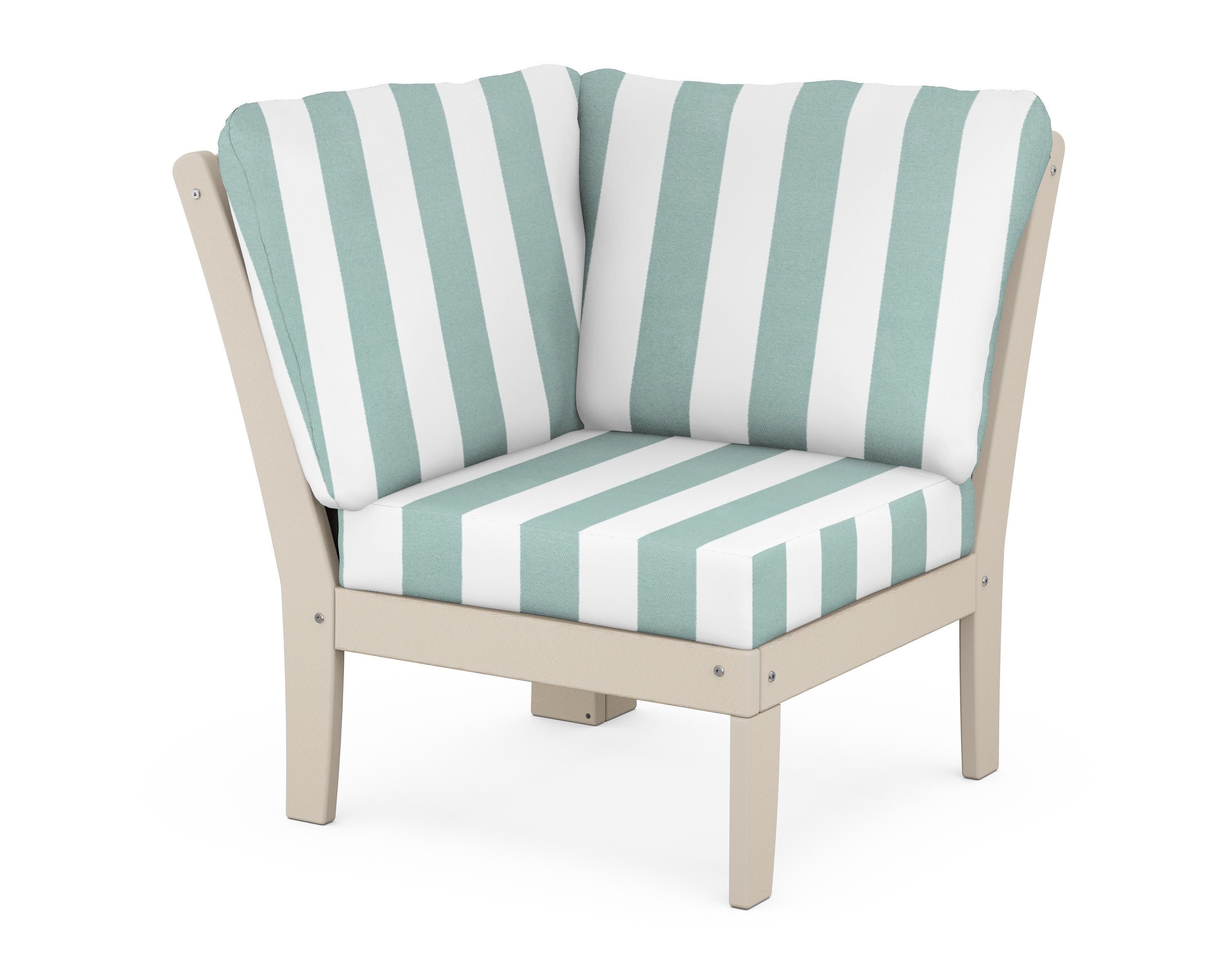 Yacht Club Modular Corner Chair in Sand Castle / Cabana Stripe Glacier Spa