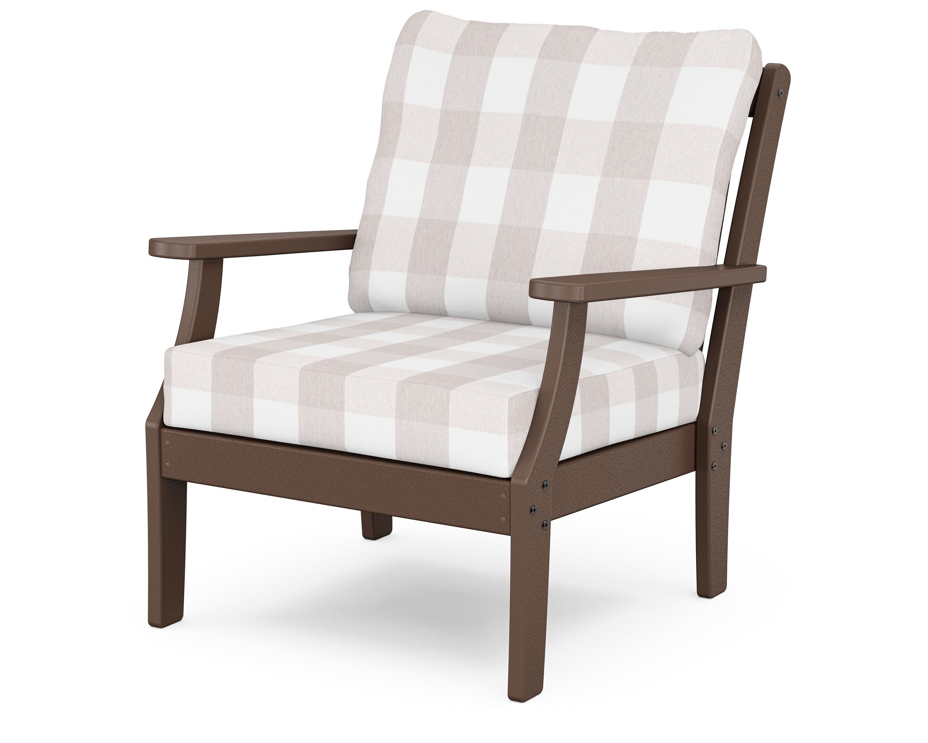 Yacht Club Deep Seating Chair in Vintage Lantern / Buffalo Plaid Dune Burlap