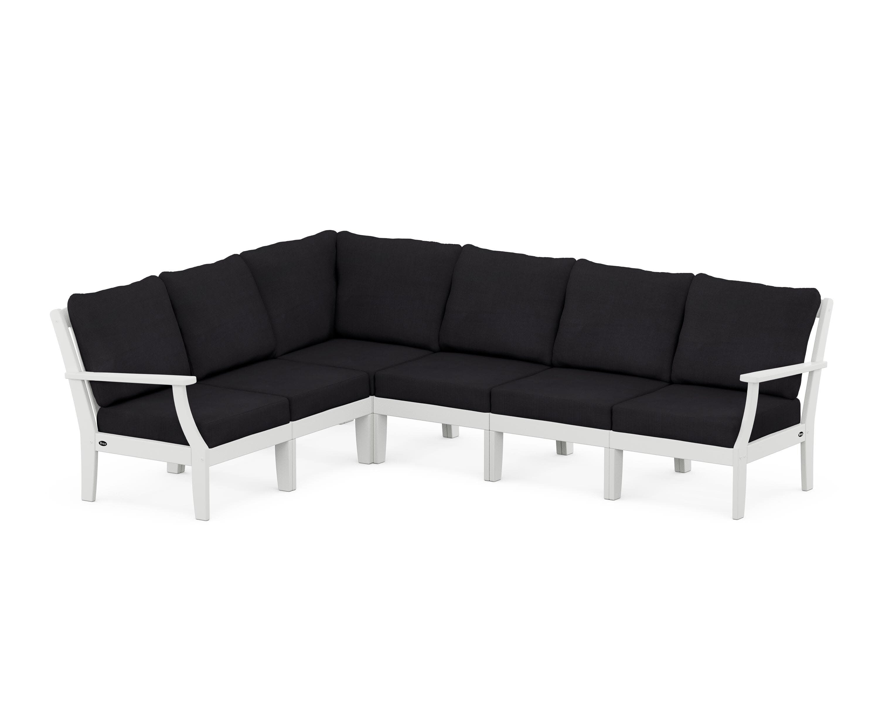 Yacht Club Modular 6-Piece Deep Seating Set in Classic White / Midnight Linen