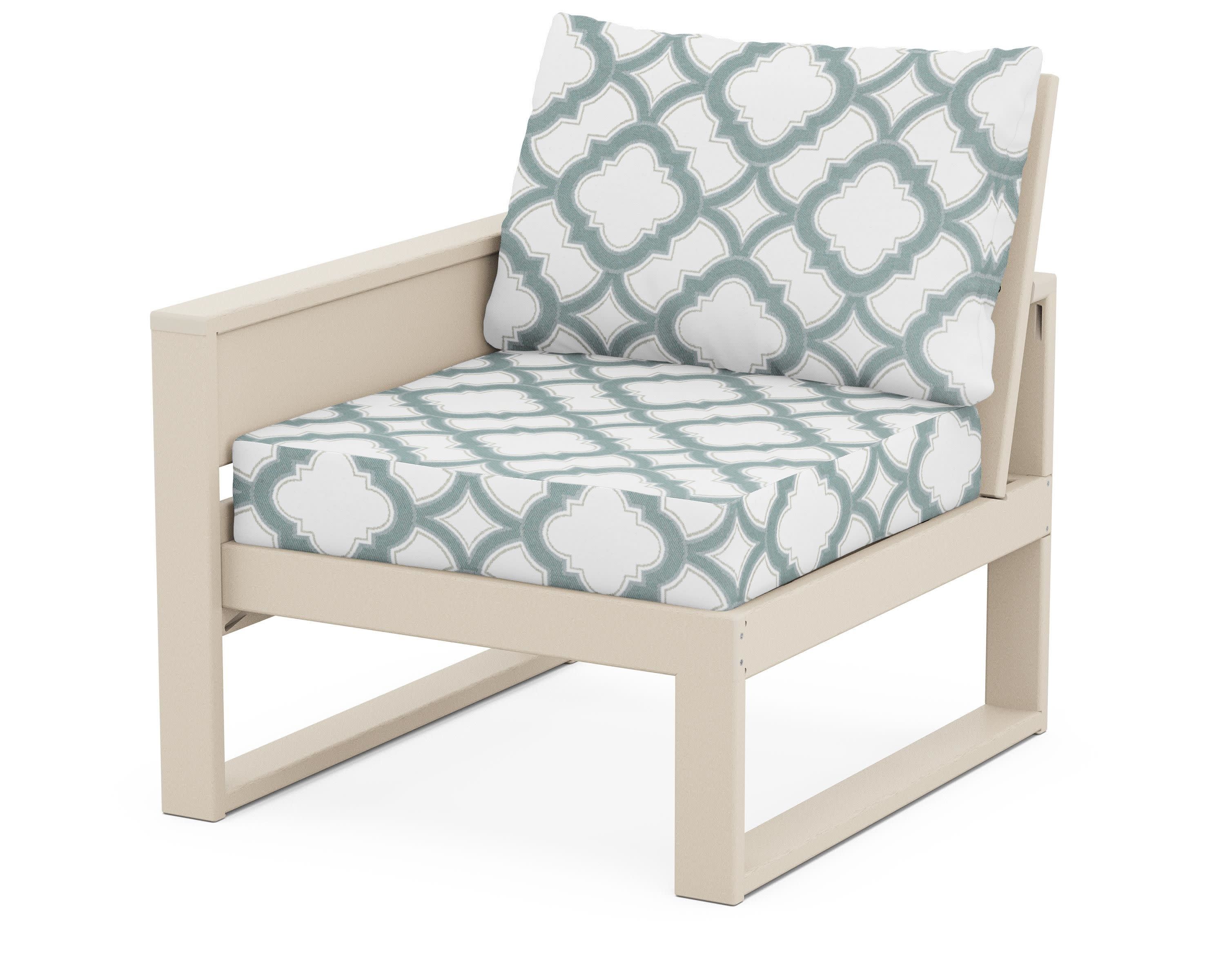 Eastport Modular Left Arm Chair in Sand Castle / Trellis Glacier Spa