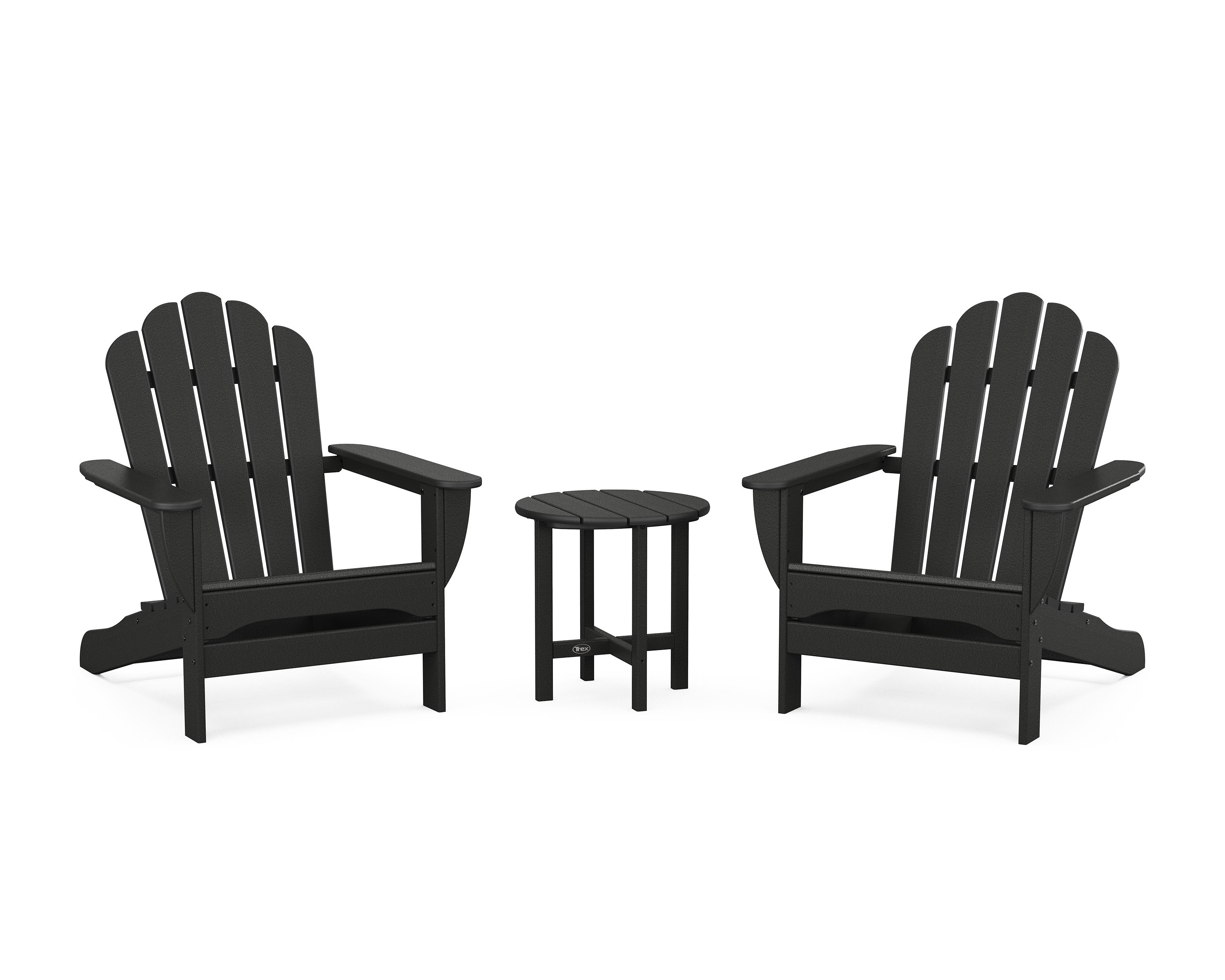 3-Piece Monterey Bay Oversized Adirondack Set in Charcoal Black