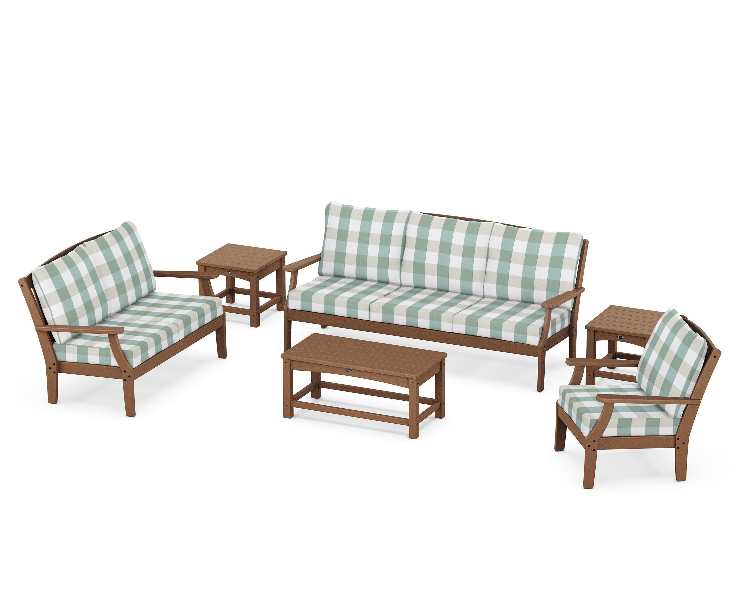 Yacht Club 6-Piece Deep Seating Set in Tree House / Buffalo Plaid Glacier Spa