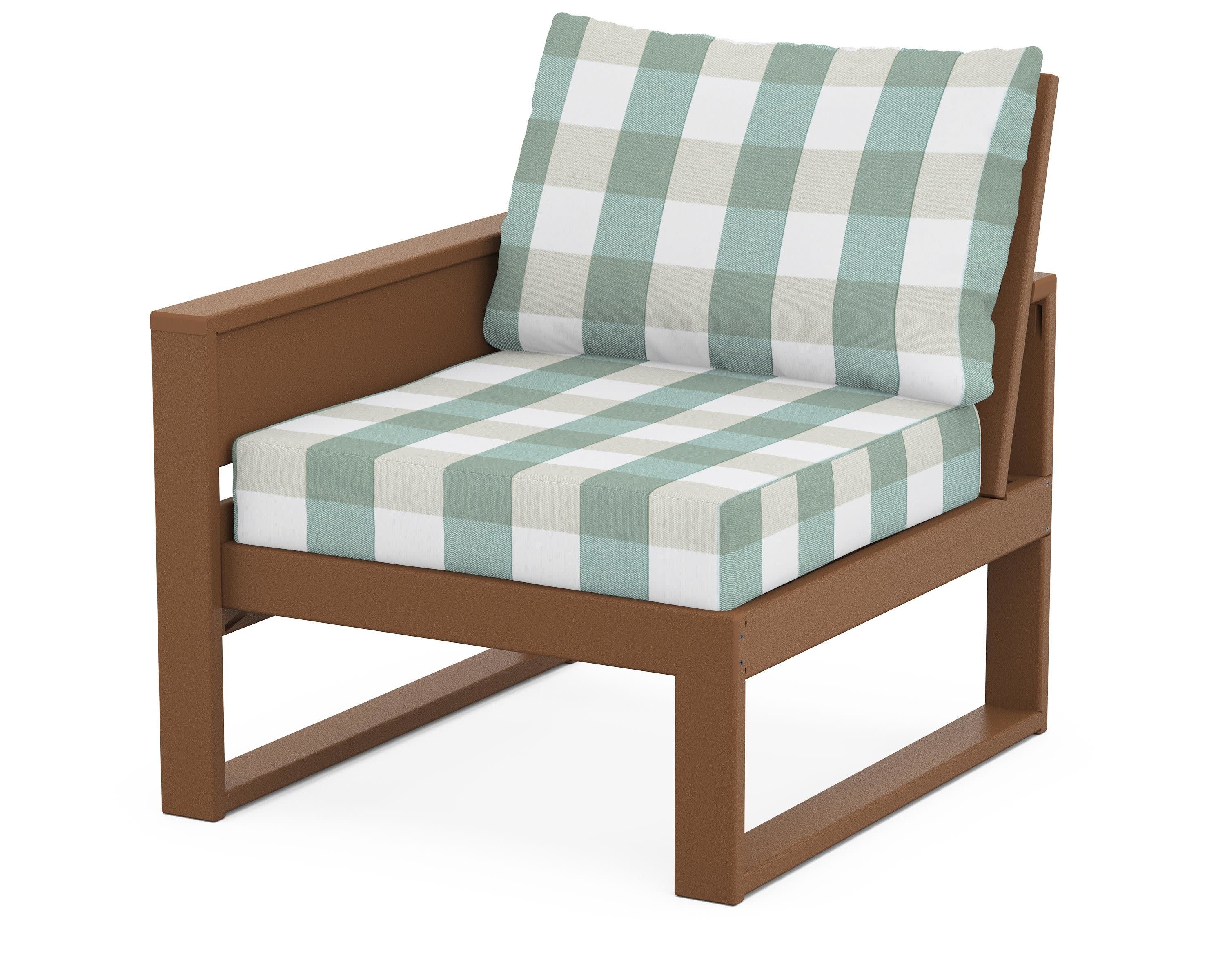 Eastport Modular Left Arm Chair in Tree House / Buffalo Plaid Glacier Spa
