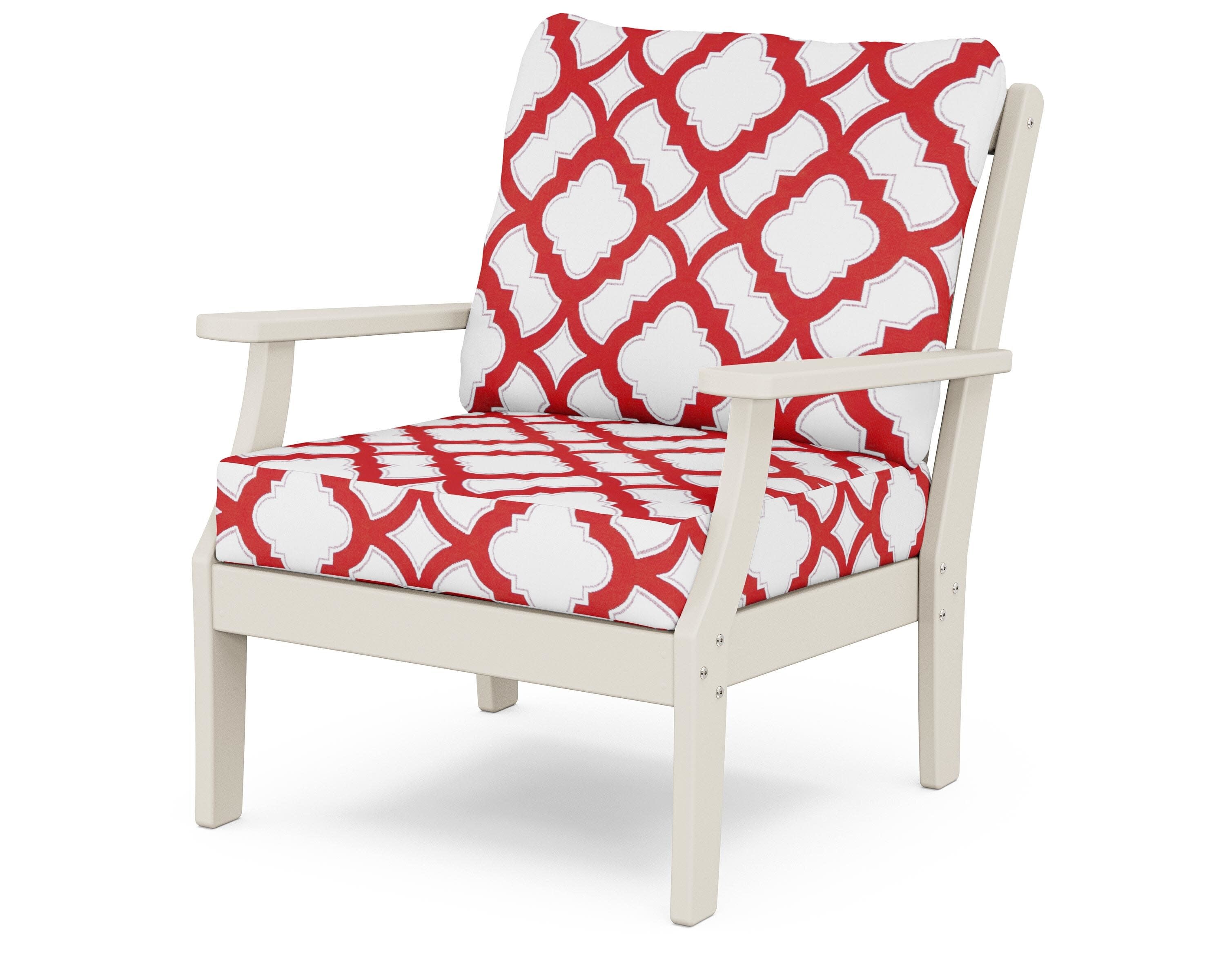 Yacht Club Deep Seating Chair in Sand Castle / Trellis Crimson