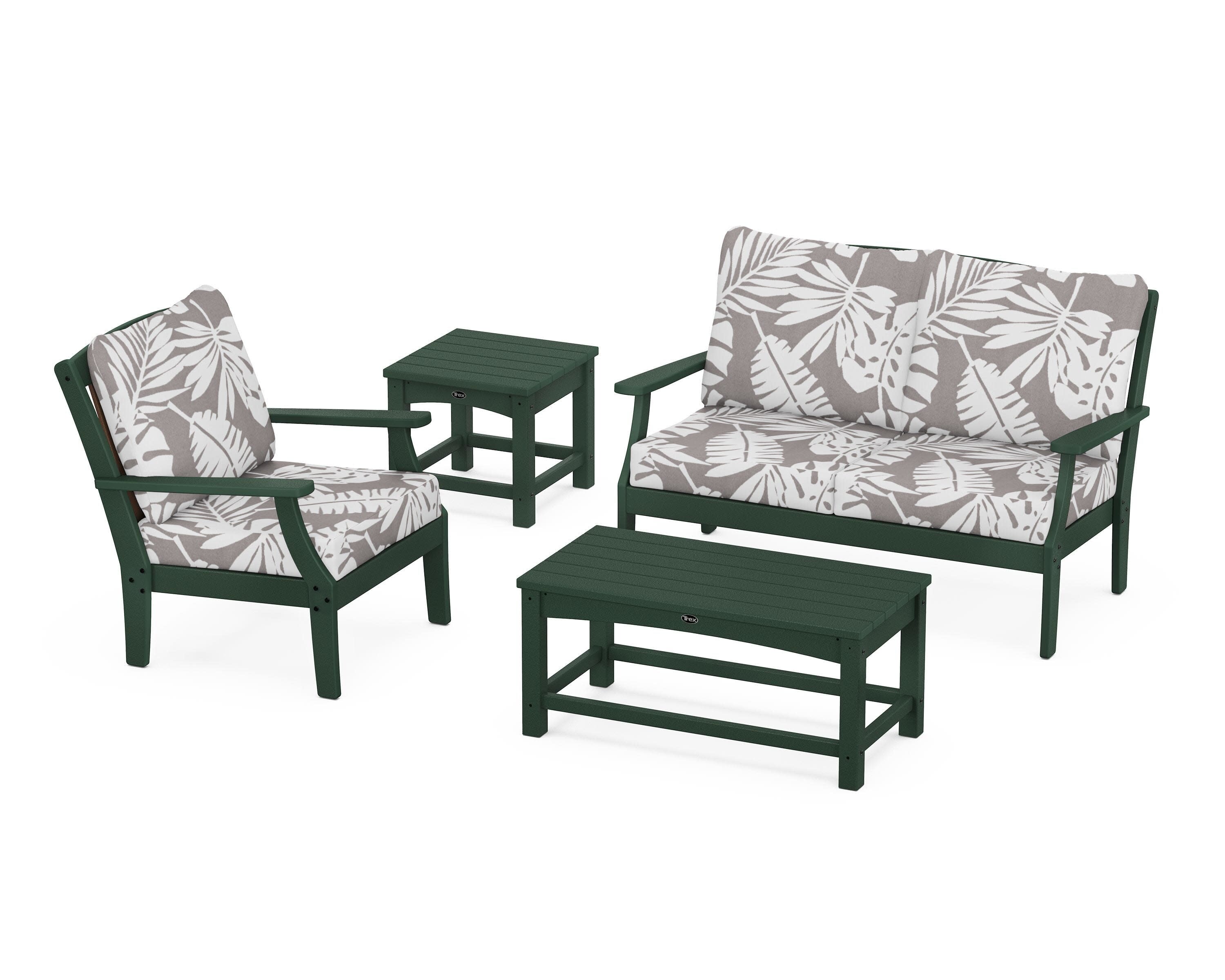 Yacht Club 4-Piece Deep Seating Set in Rainforest Canopy / Leaf Grey Mist