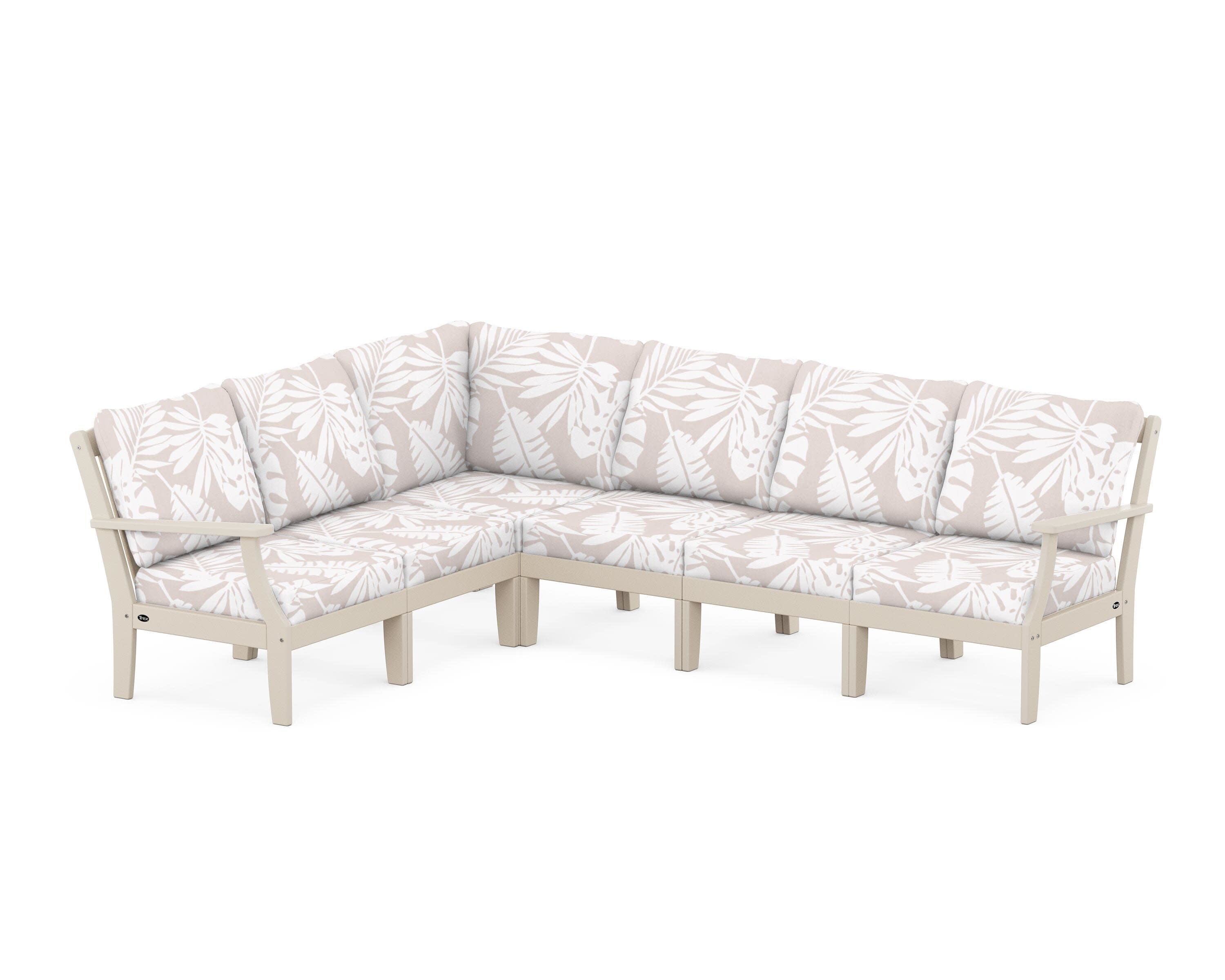 Yacht Club Modular 6-Piece Deep Seating Set in Sand Castle / Leaf Dune Burlap