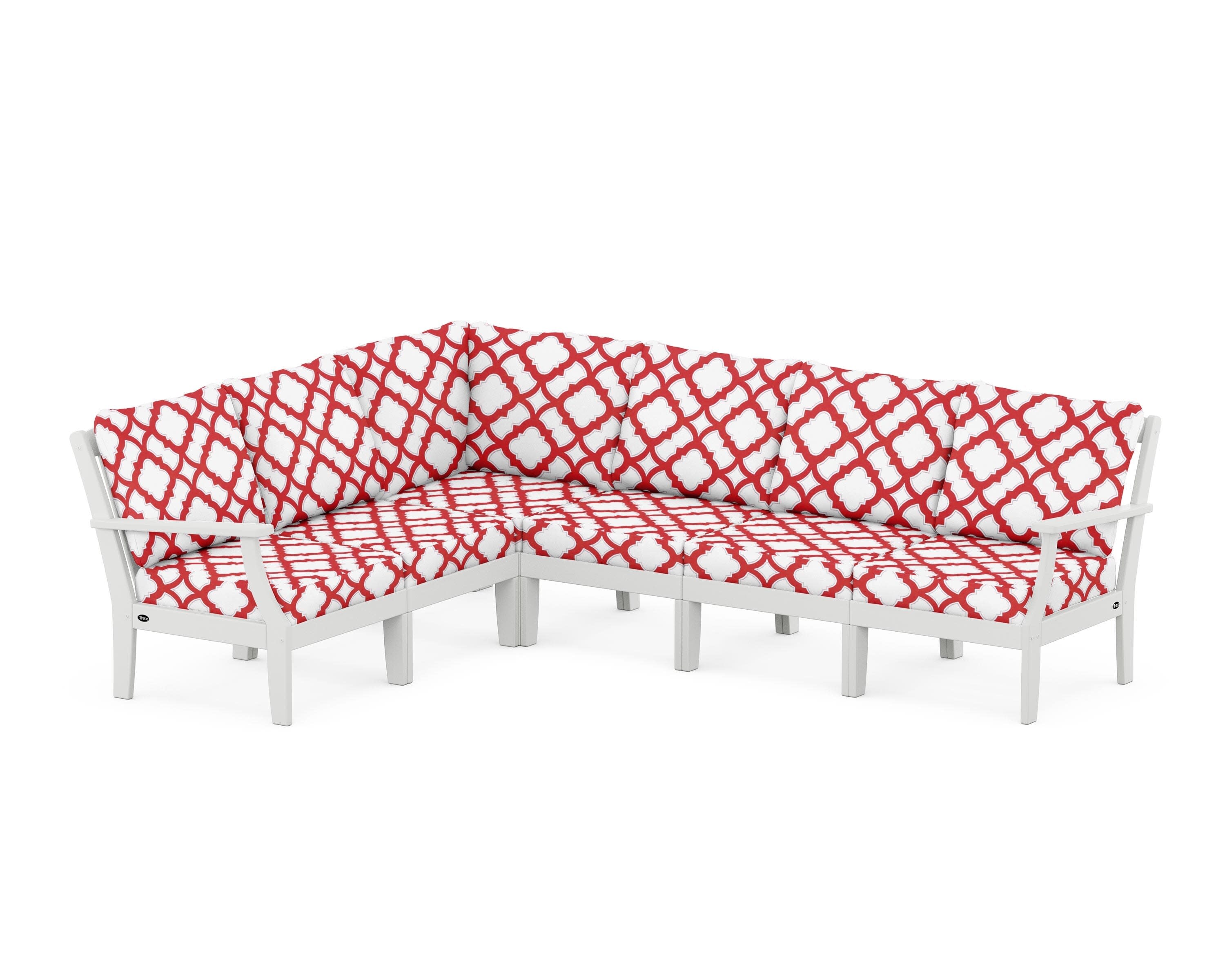 Yacht Club Modular 6-Piece Deep Seating Set in Classic White / Trellis Crimson