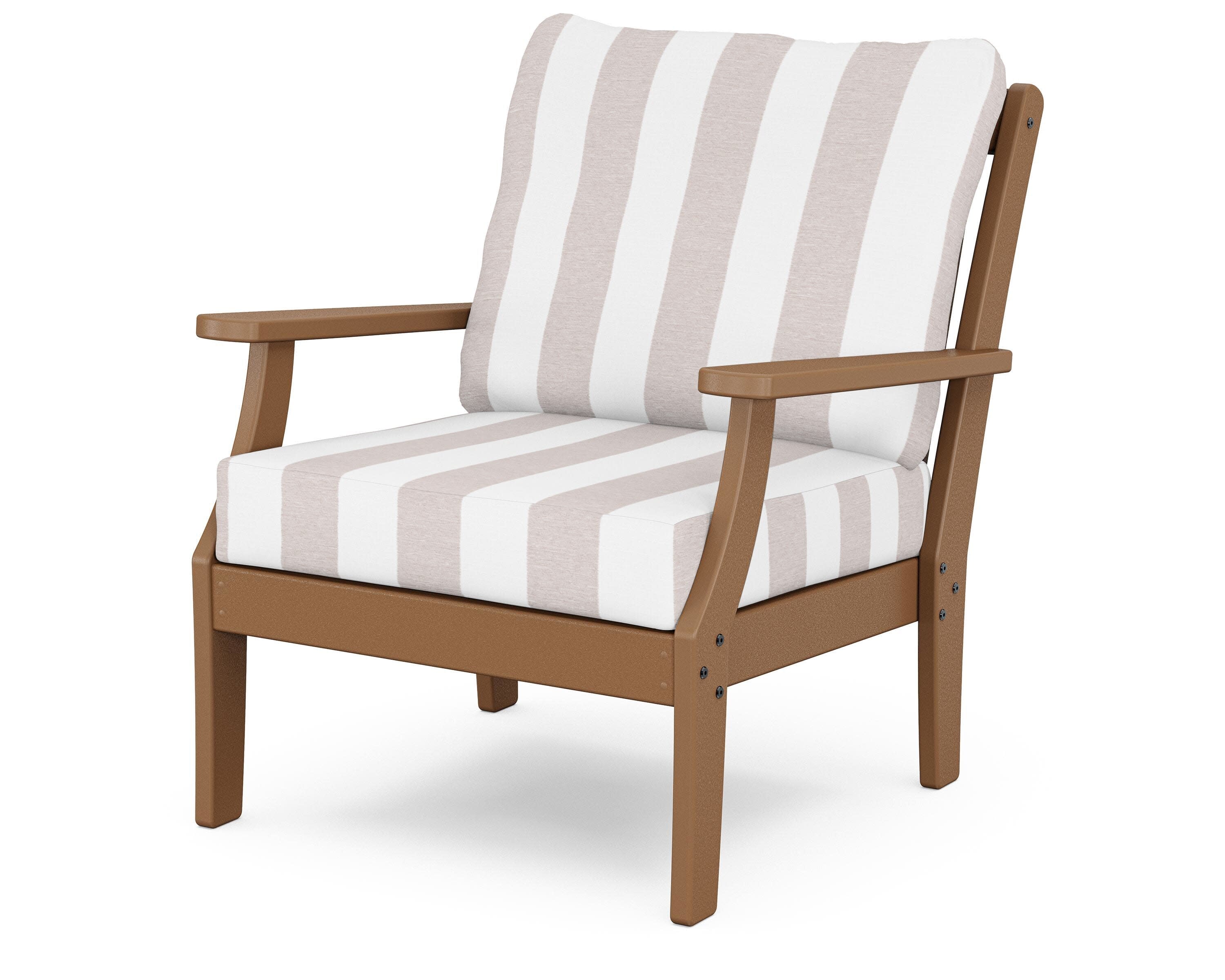 Yacht Club Deep Seating Chair in Tree House / Cabana Stripe Dune Burlap