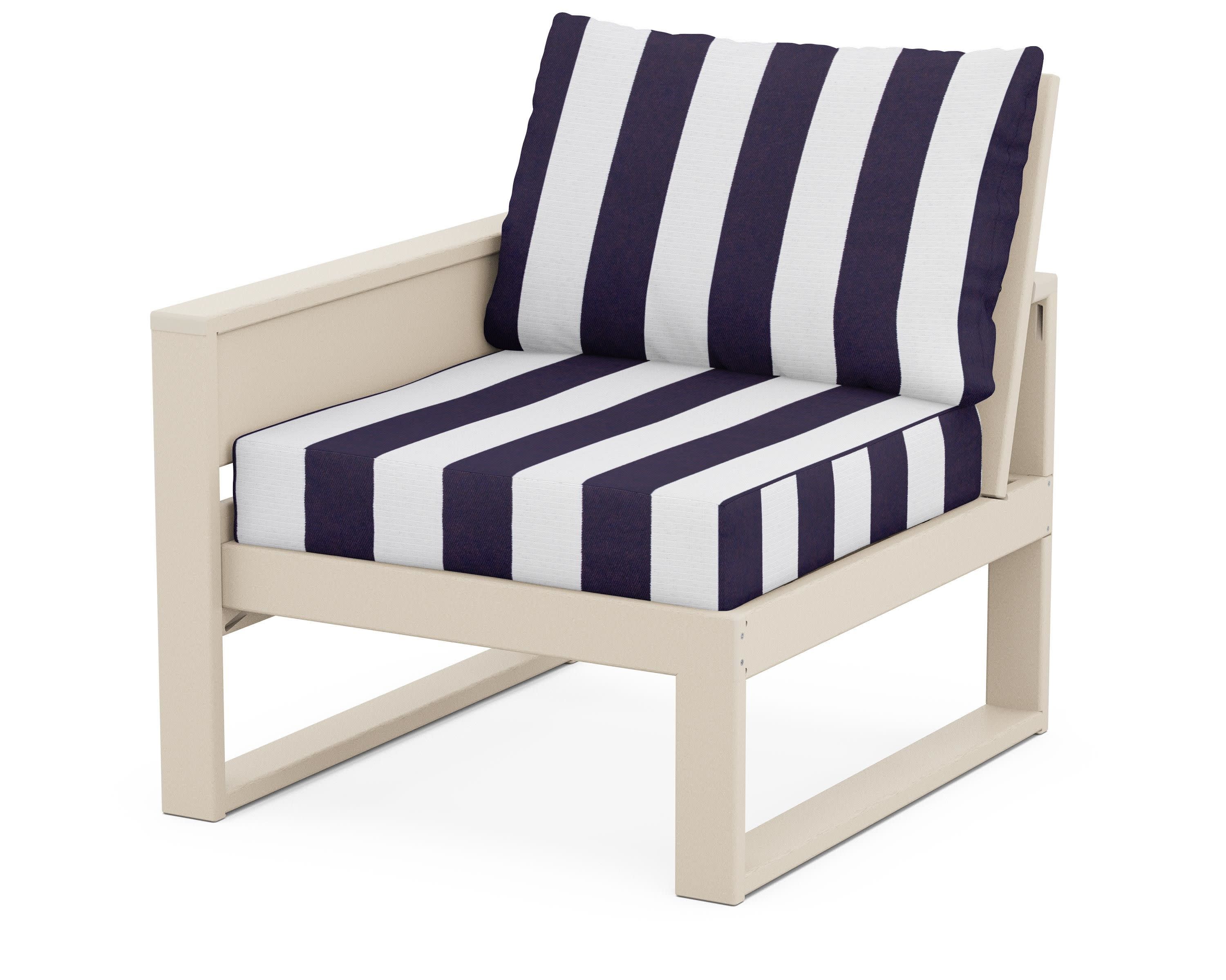 Eastport Modular Left Arm Chair in Sand Castle / Cabana Stripe Navy