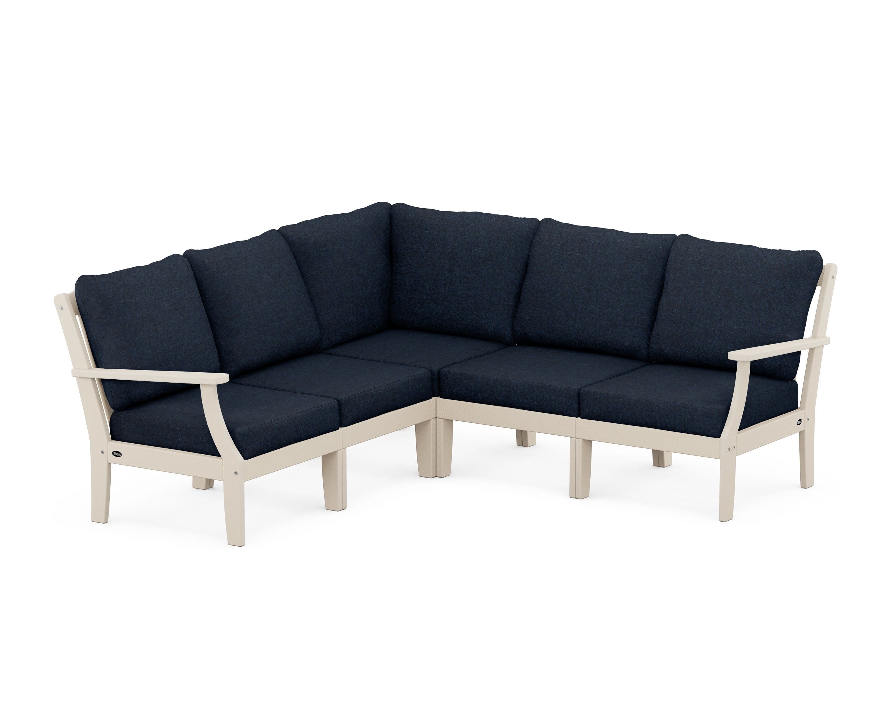 Yacht Club Modular 5-Piece Deep Seating Set in Sand Castle / Marine Indigo