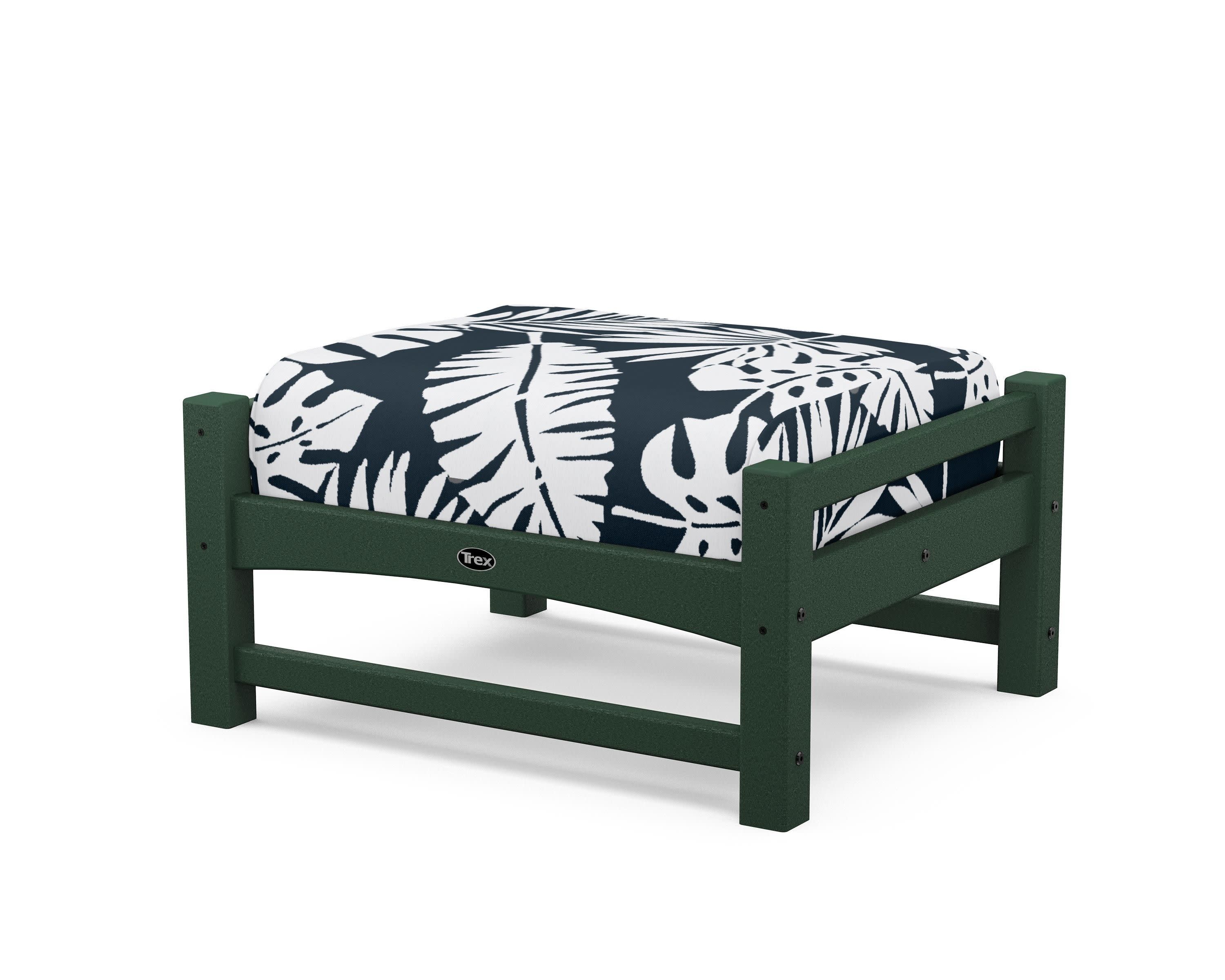 Rockport Club Ottoman in Rainforest Canopy / Leaf Marine Indigo