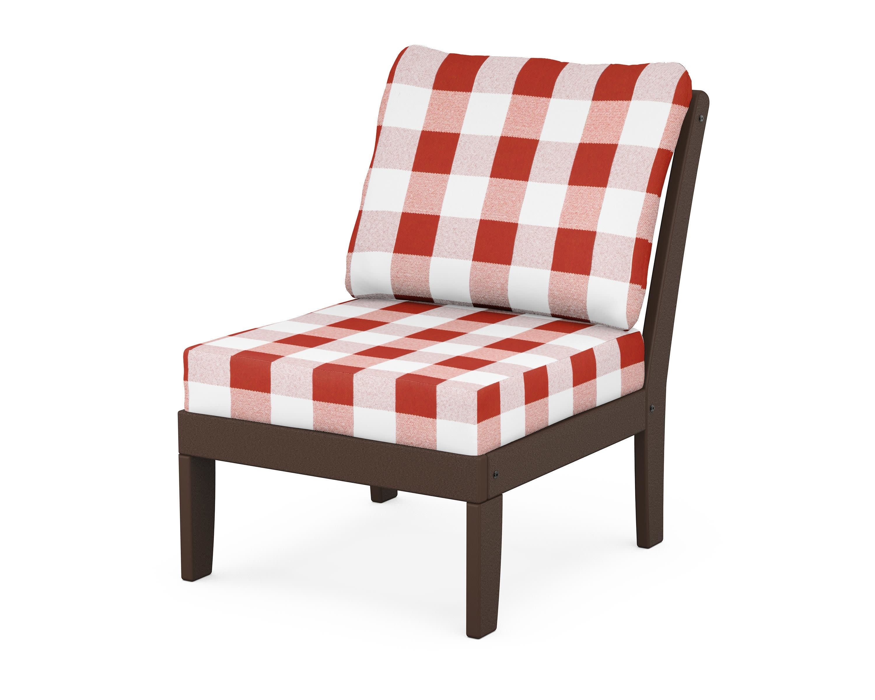 Yacht Club Modular Armless Chair in Vintage Lantern / Buffalo Plaid Crimson