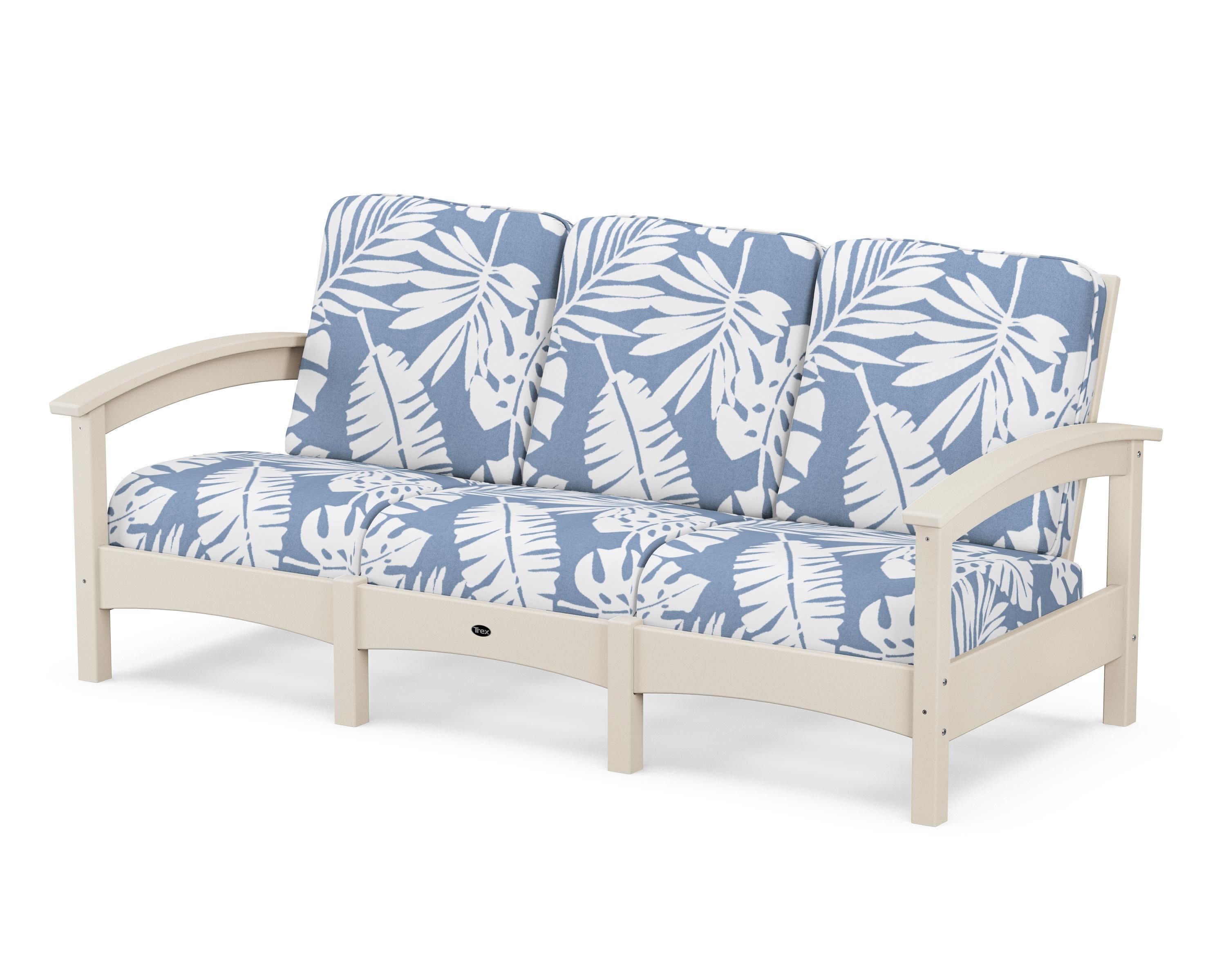 Rockport Club Sofa in Sand Castle / Leaf Sky Blue