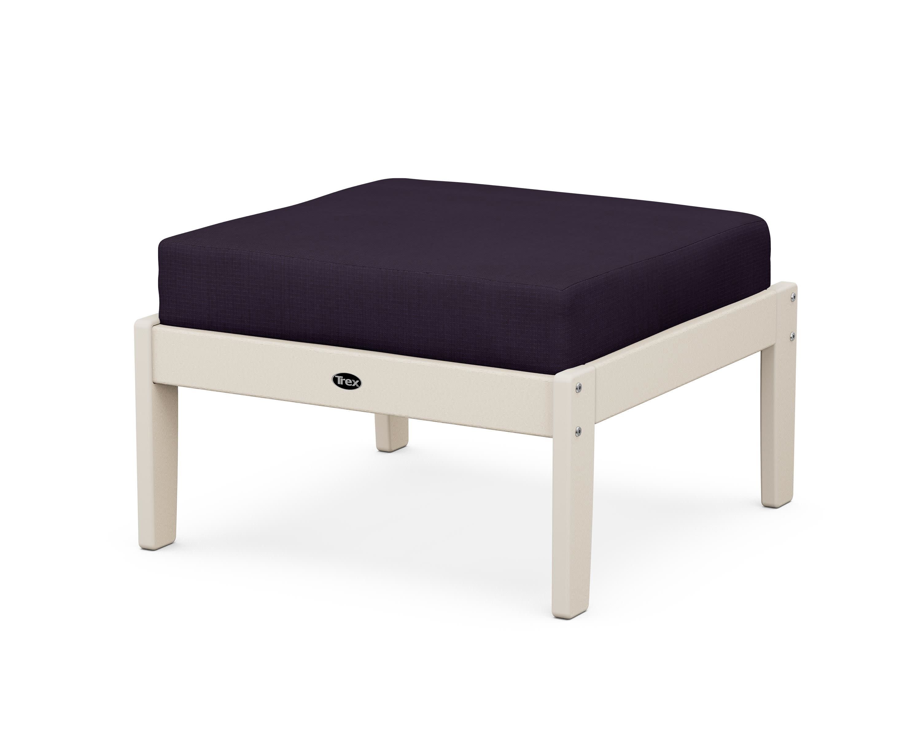 Yacht Club Deep Seating Ottoman in Sand Castle / Navy Linen