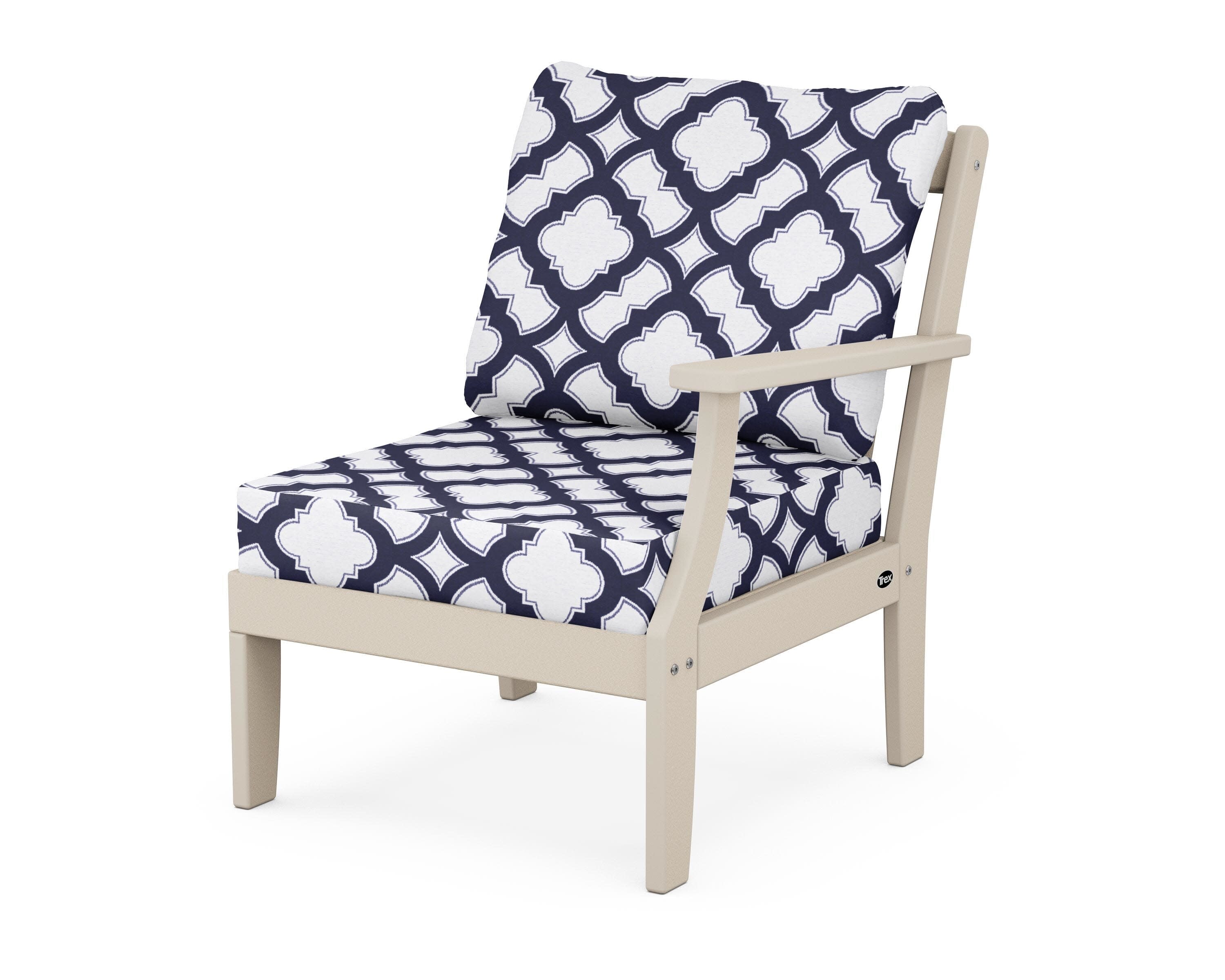 Yacht Club Modular Right Arm Chair in Sand Castle / Trellis Navy
