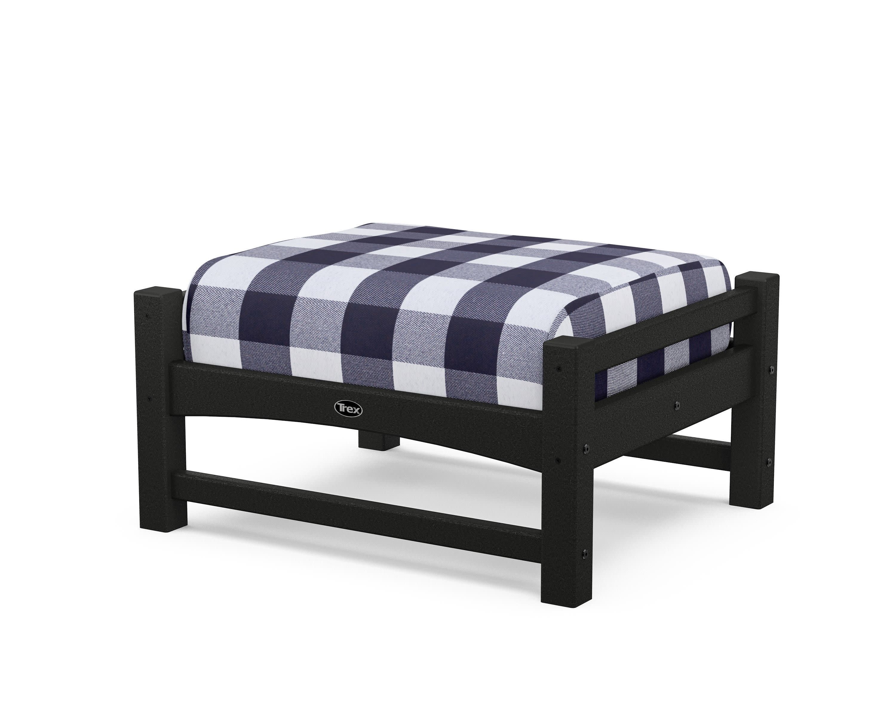 Rockport Club Ottoman in Charcoal Black / Buffalo Plaid Navy