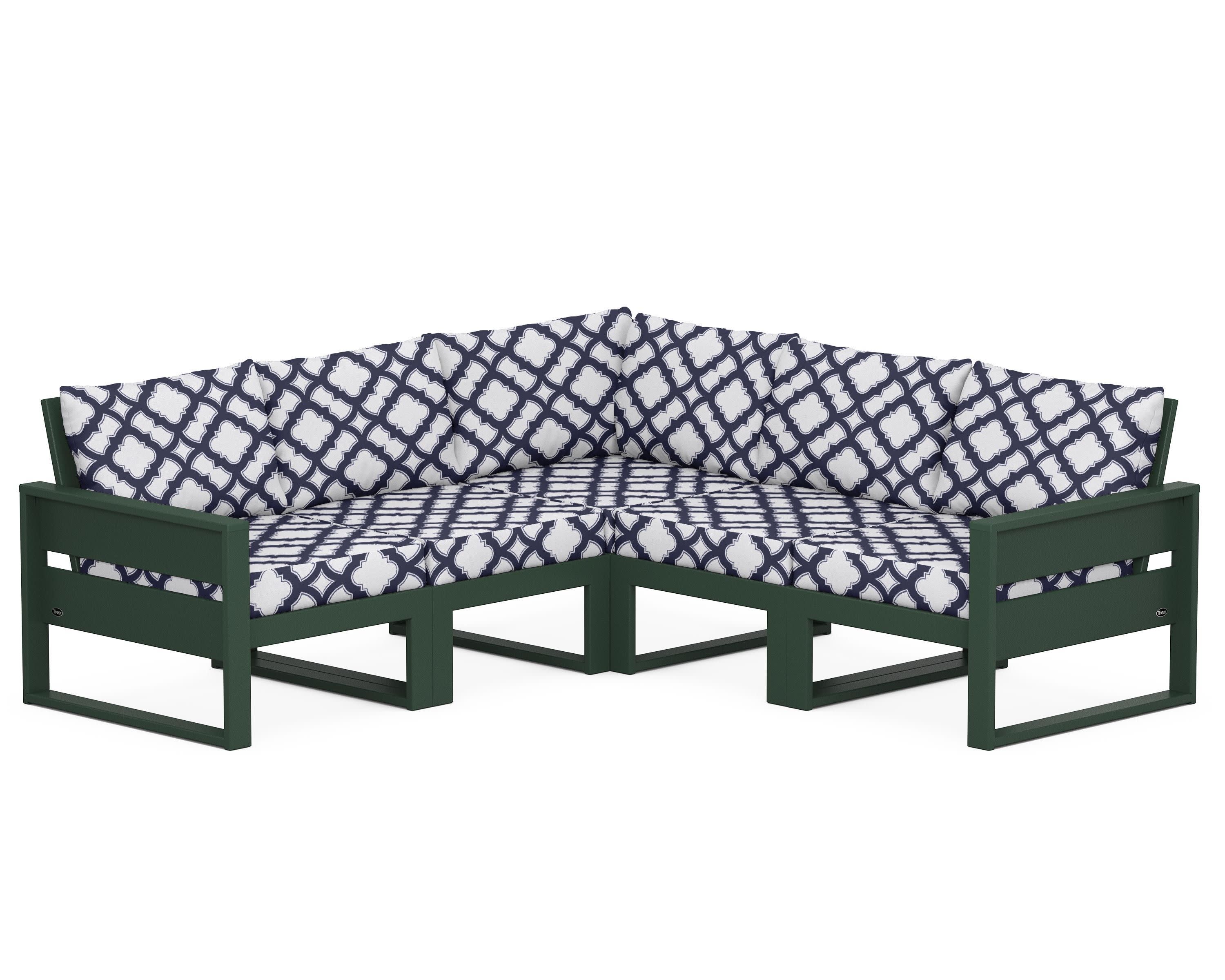 Eastport 5-Piece Sectional in Rainforest Canopy / Trellis Navy