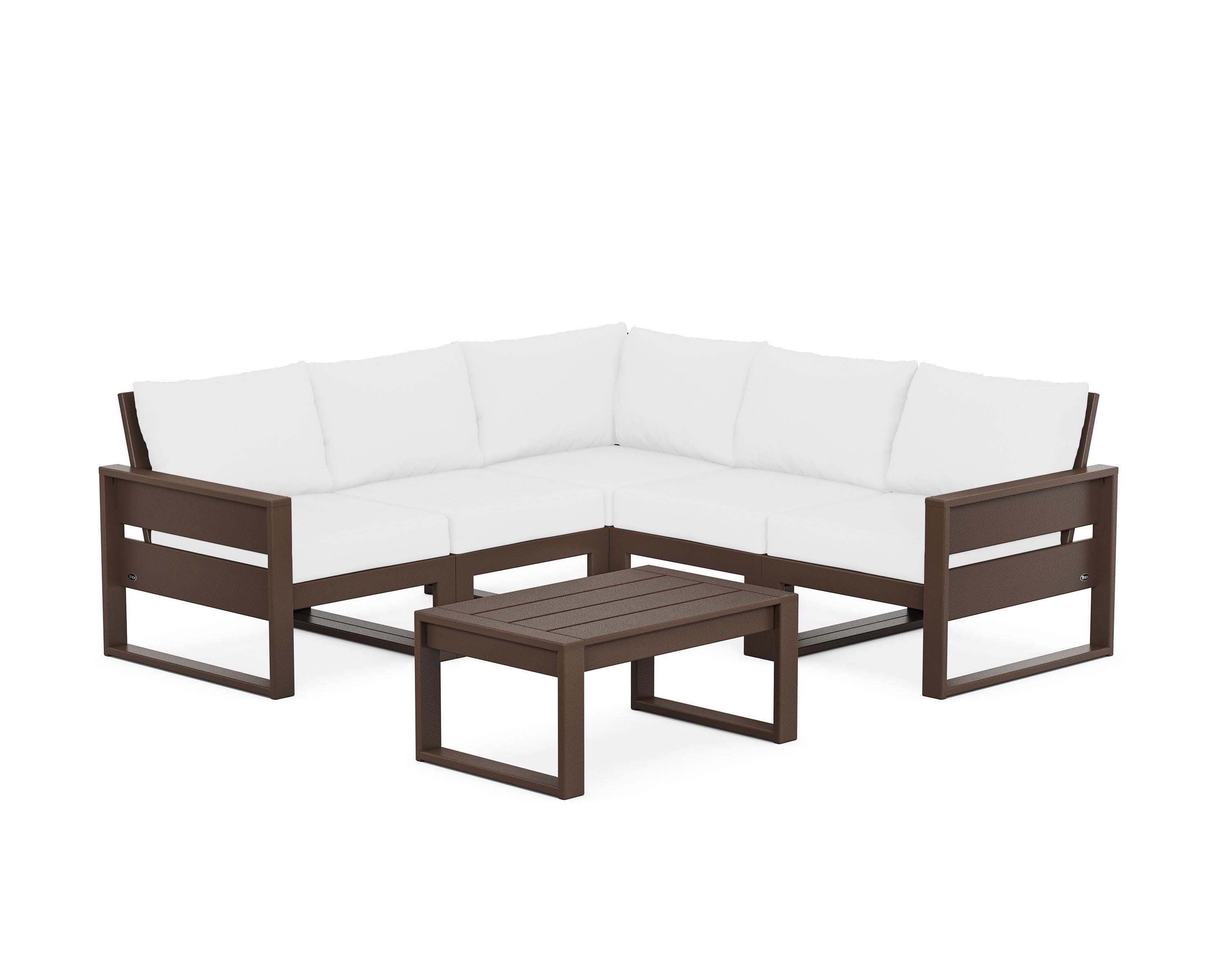 Eastport 6-Piece Deep Seating Sectional + Coffee Table Set in Vintage Lantern / Natural