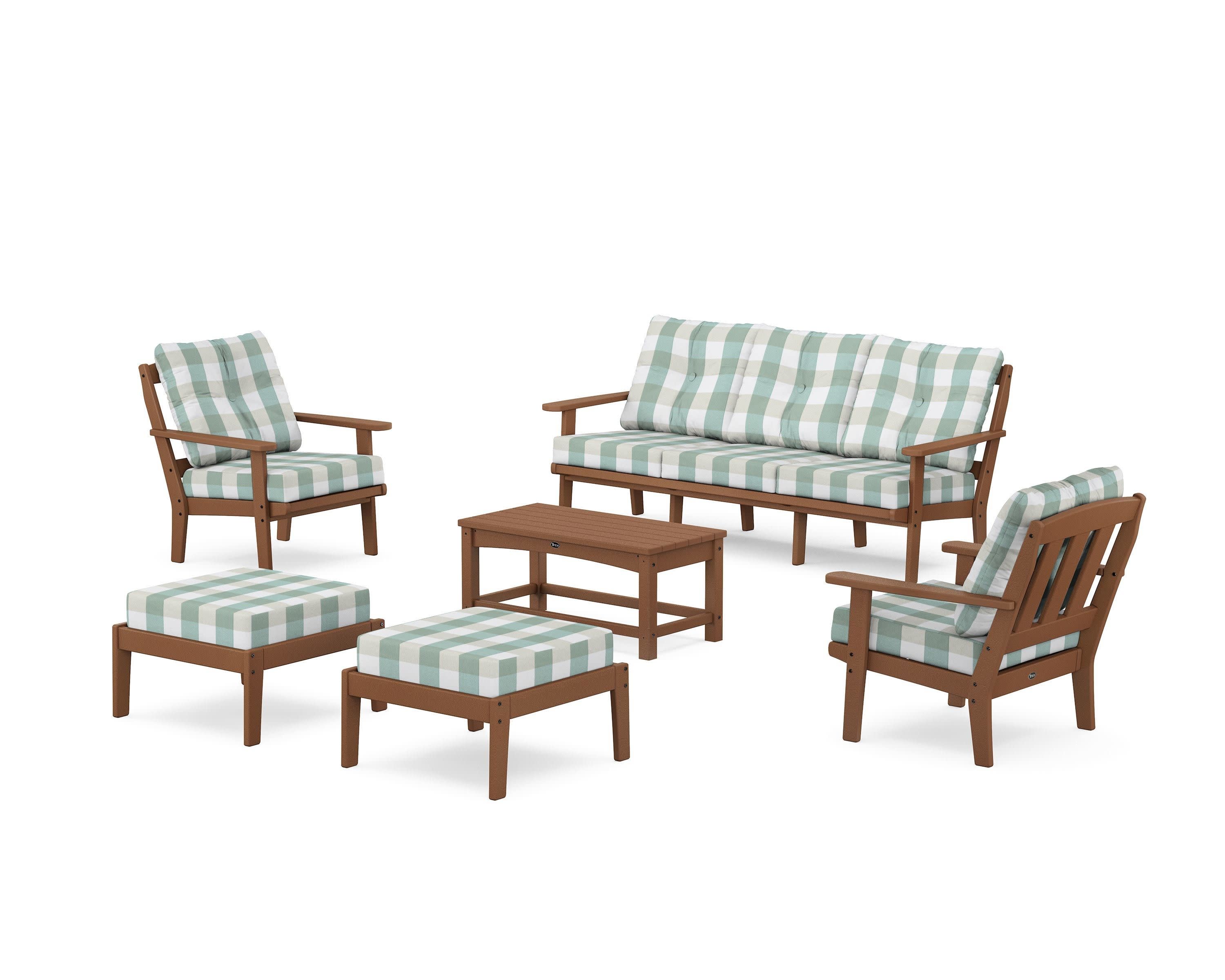Cape Cod 6-Piece Lounge Sofa Set in Tree House / Buffalo Plaid Glacier Spa