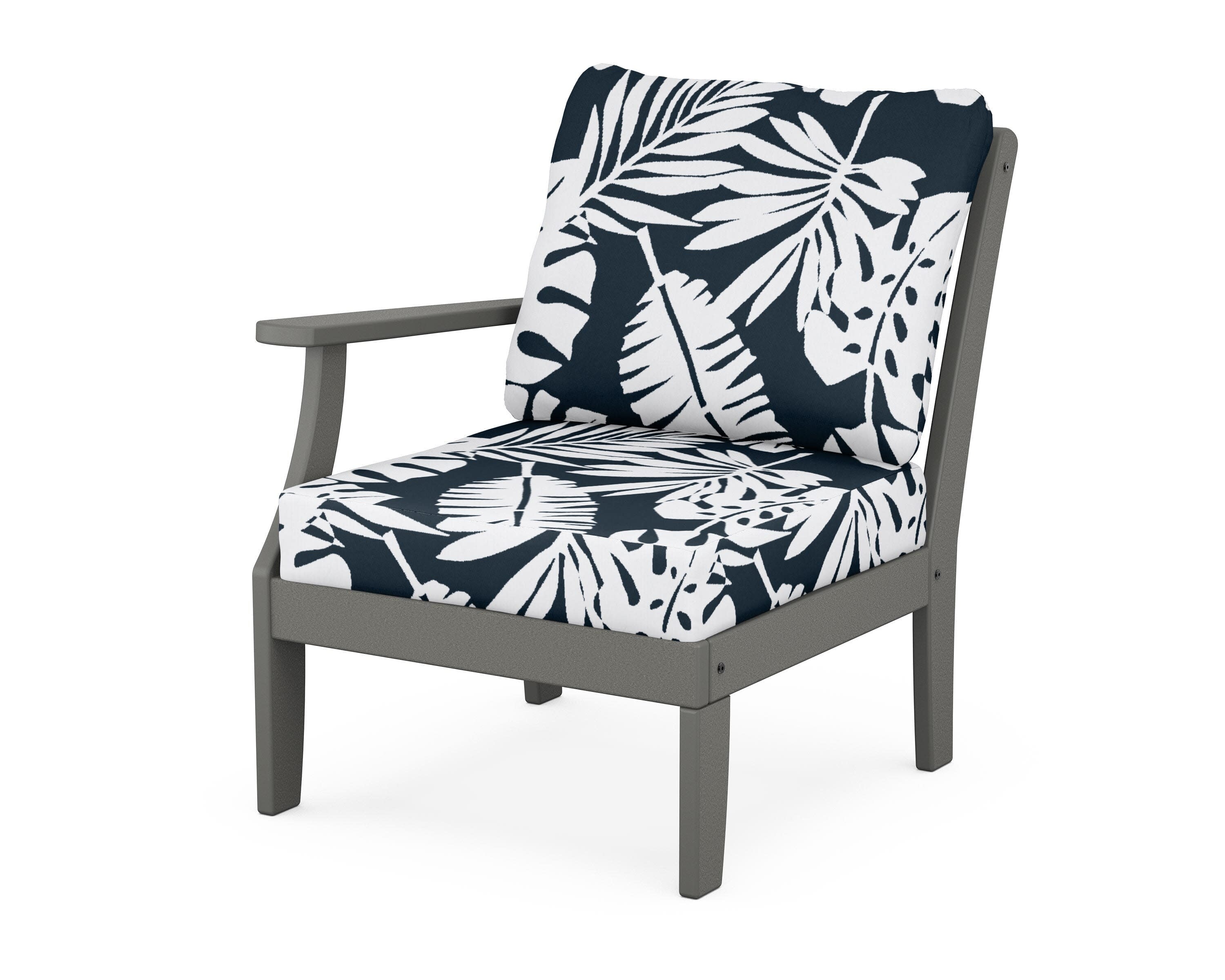 Yacht Club Modular Left Arm Chair in Stepping Stone / Leaf Marine Indigo