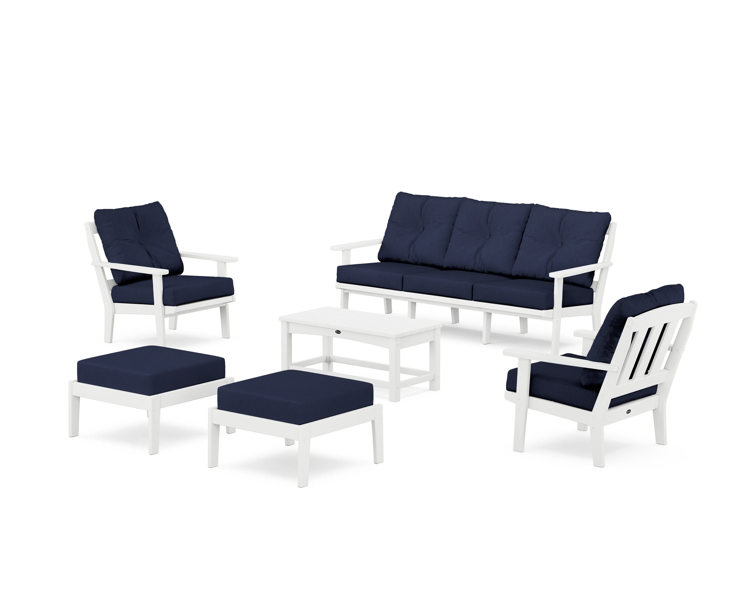 Cape Cod 6-Piece Lounge Sofa Set in Classic White / Spectrum Indigo
