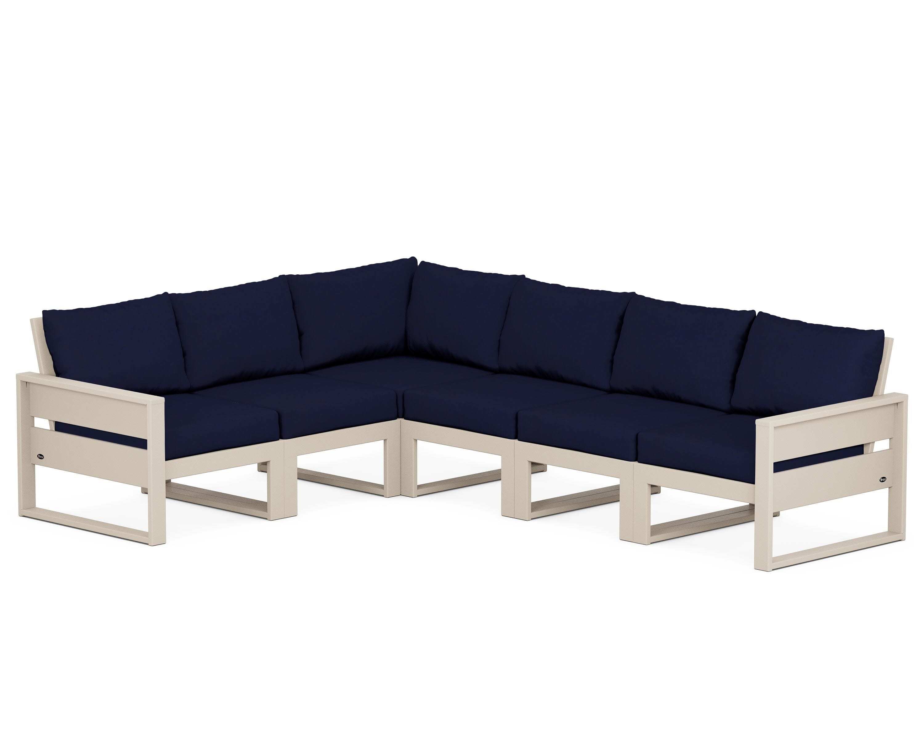 Eastport 6-Piece Sectional in Sand Castle / Navy