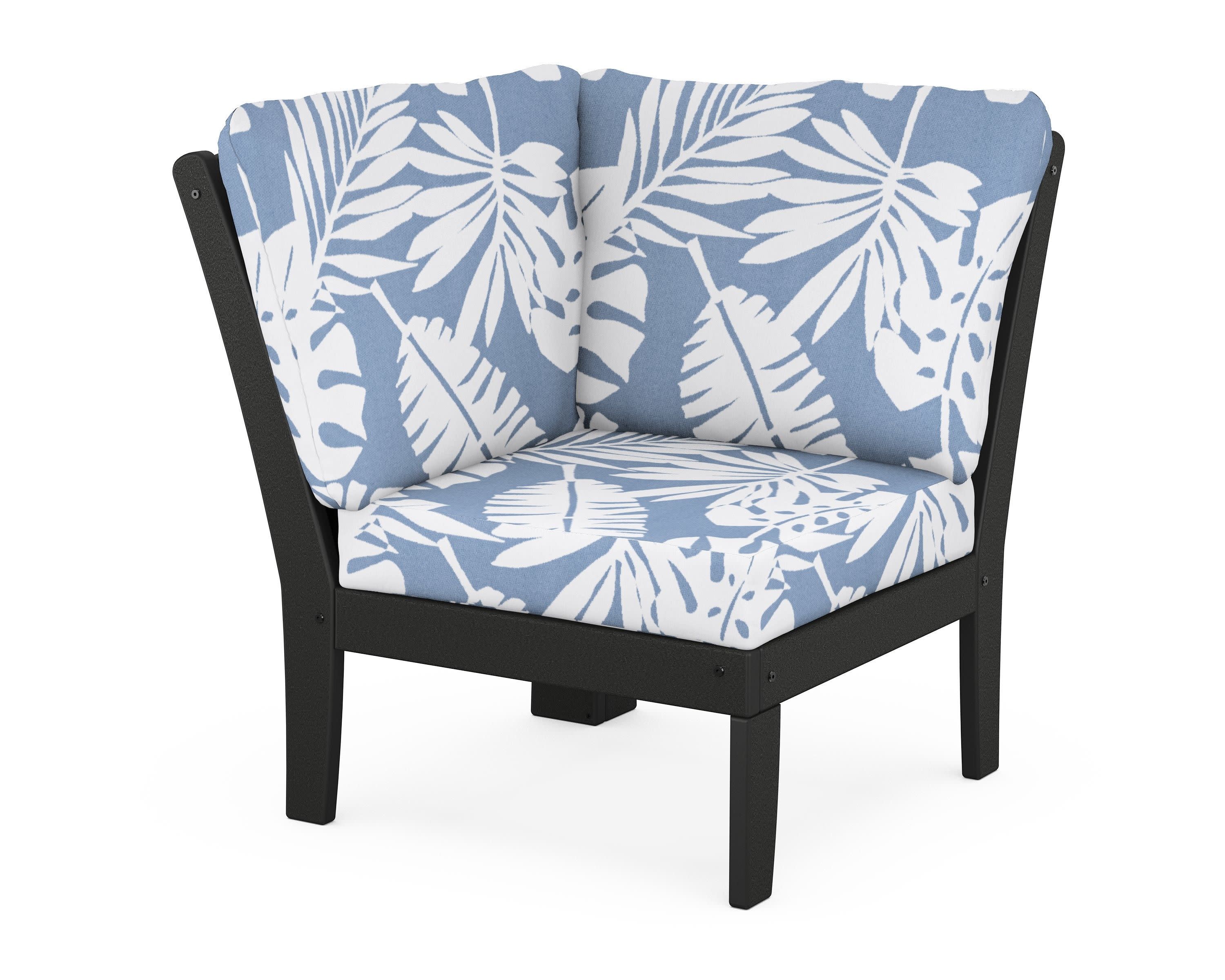 Yacht Club Modular Corner Chair in Charcoal Black / Leaf Sky Blue