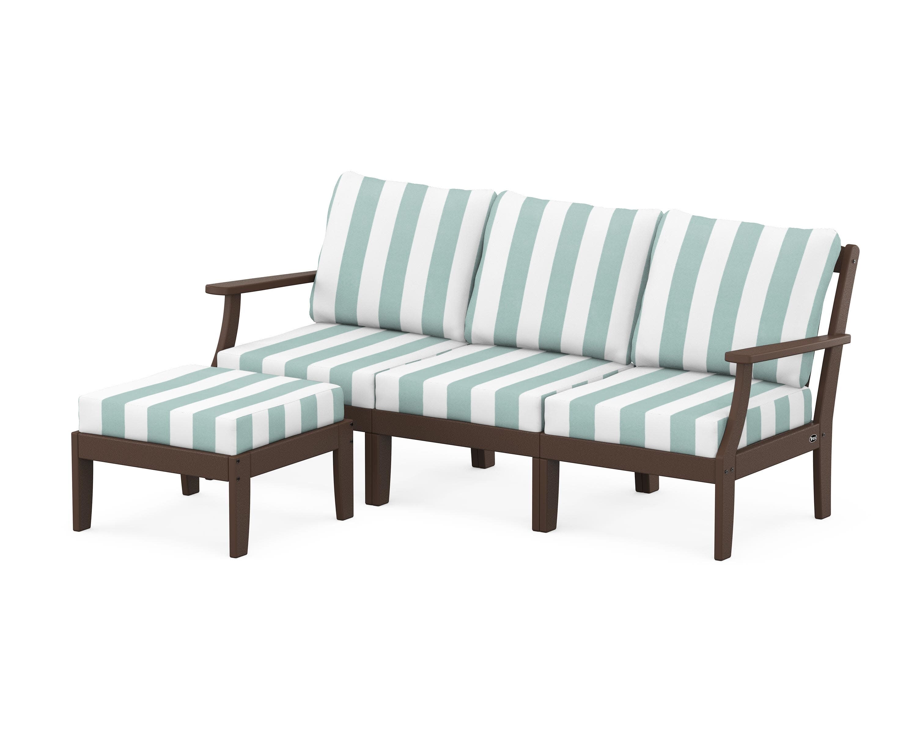 Yacht Club Modular 4-Piece Deep Seating Set with Ottoman in Vintage Lantern / Cabana Stripe Glacier Spa