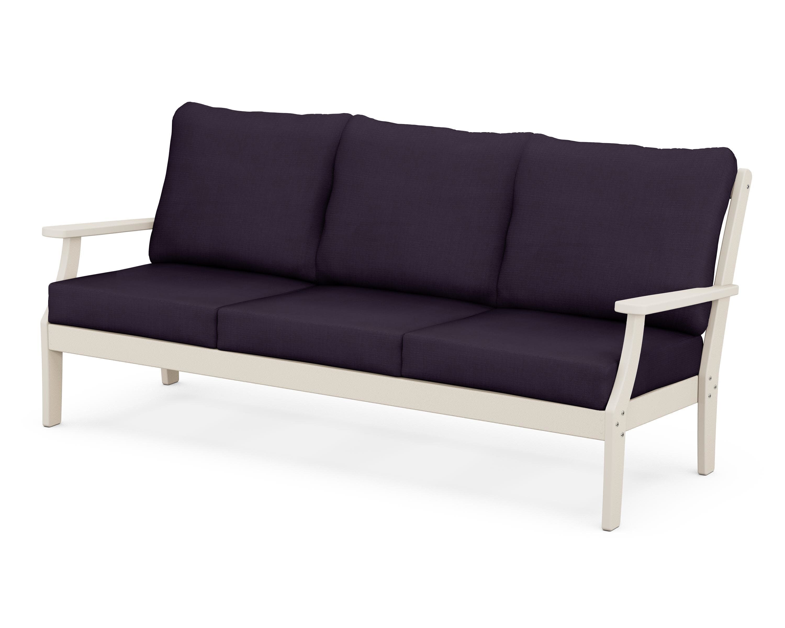 Yacht Club Deep Seating Sofa in Sand Castle / Navy Linen
