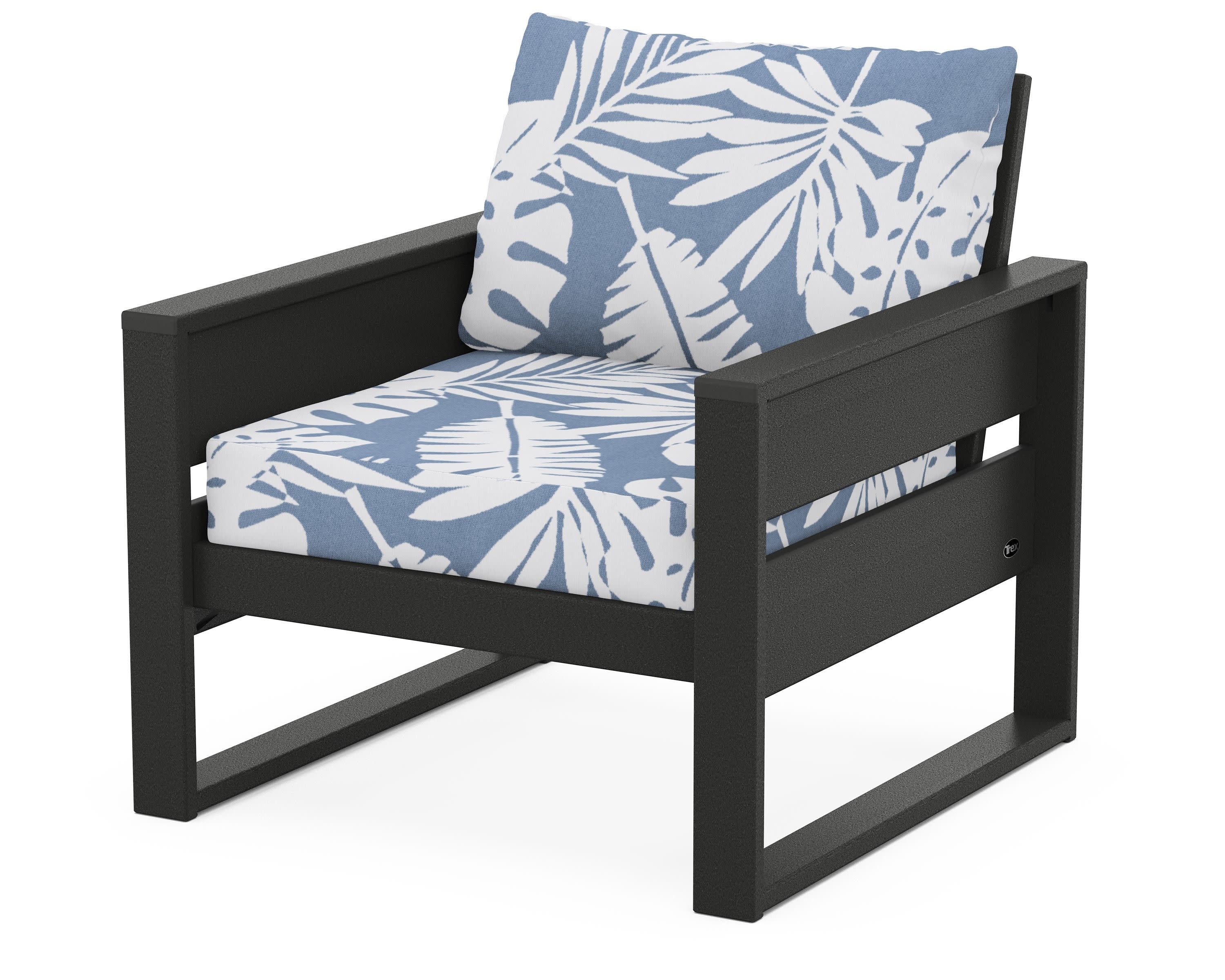 Eastport Club Chair in Charcoal Black / Leaf Sky Blue