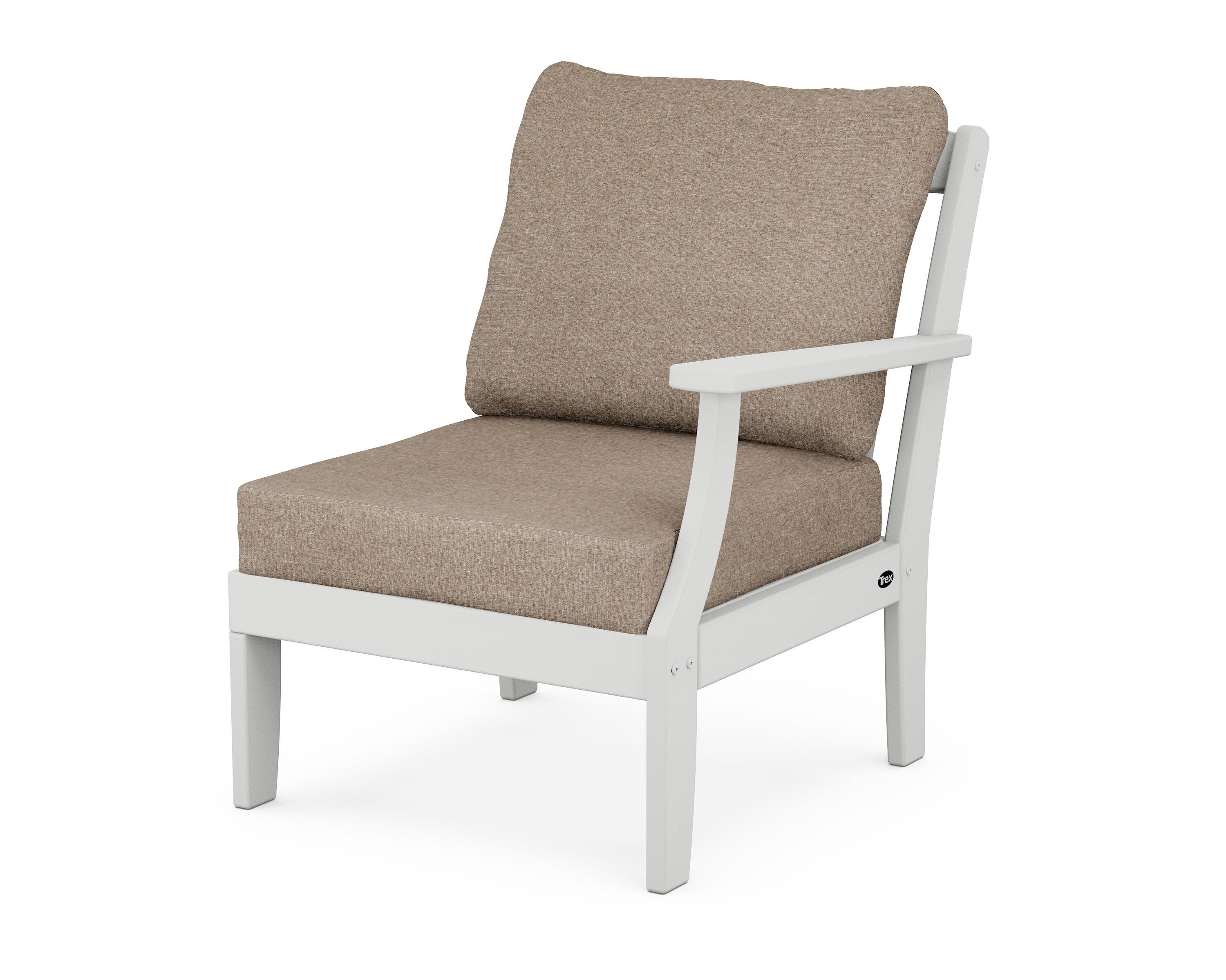 Yacht Club Modular Right Arm Chair in Classic White / Spiced Burlap
