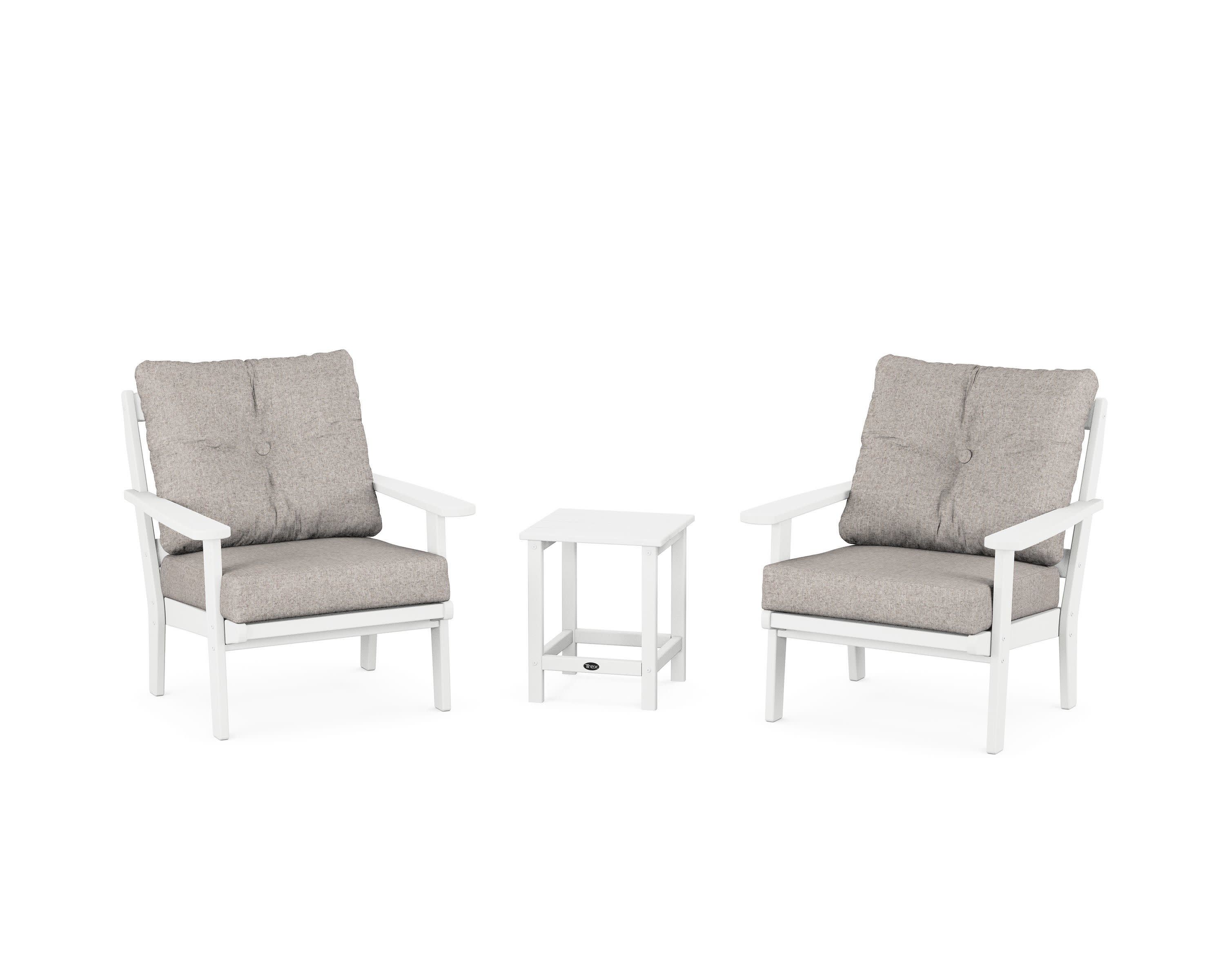 Cape Cod 3-Piece Deep Seating Set in Classic White / Weathered Tweed