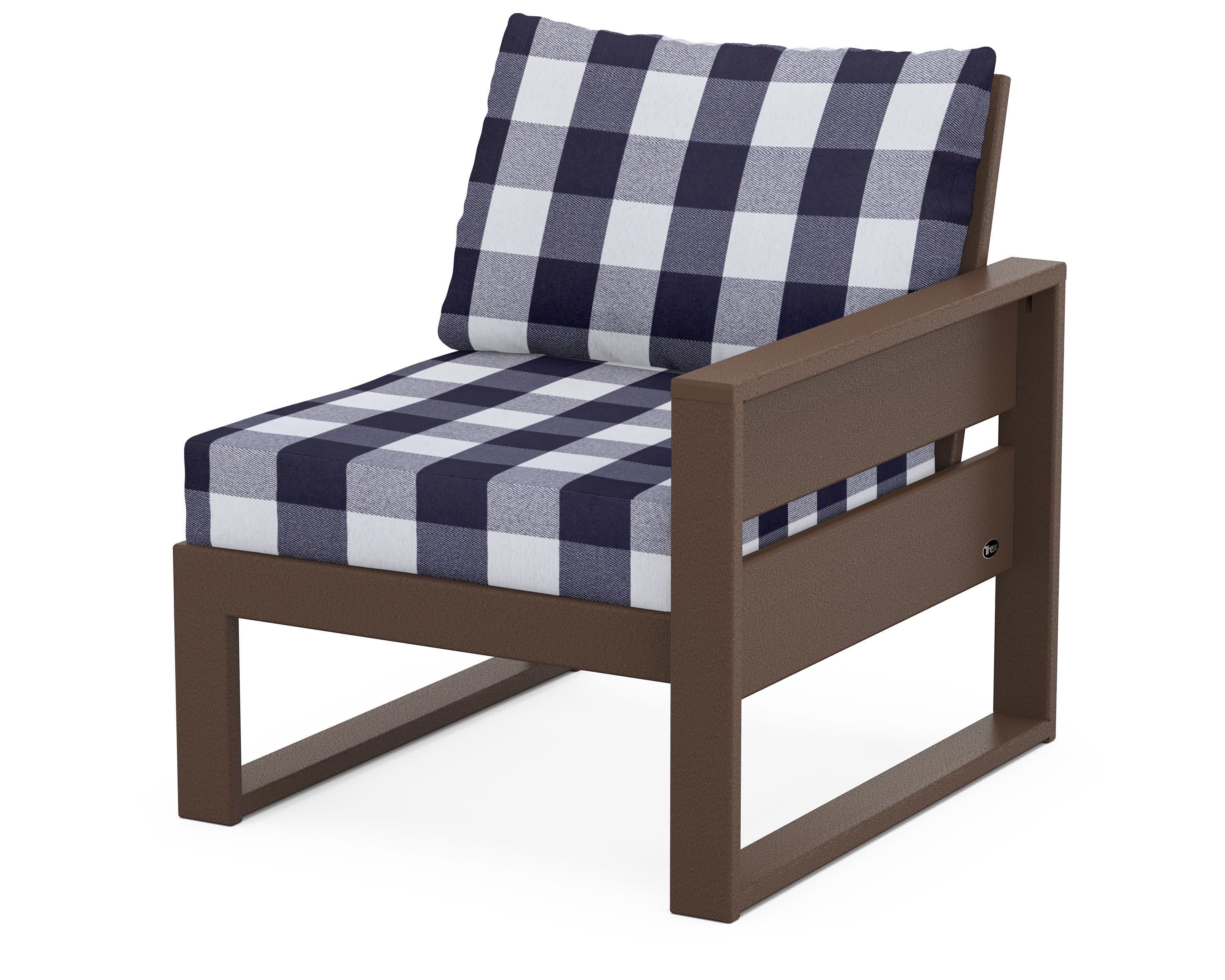 Eastport Modular Right Arm Chair in Vintage Lantern / Buffalo Plaid Navy