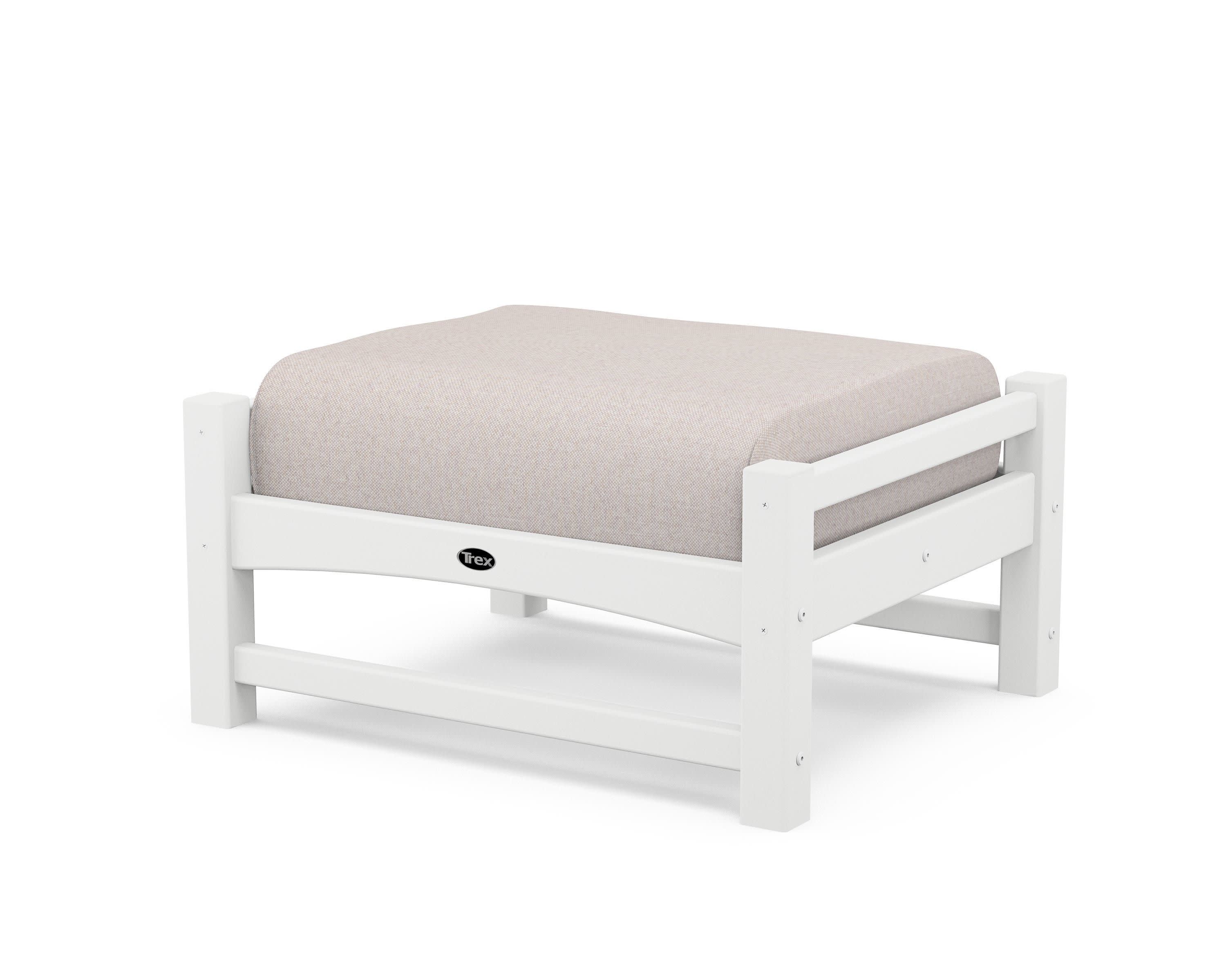 Rockport Club Ottoman in Classic White / Dune Burlap