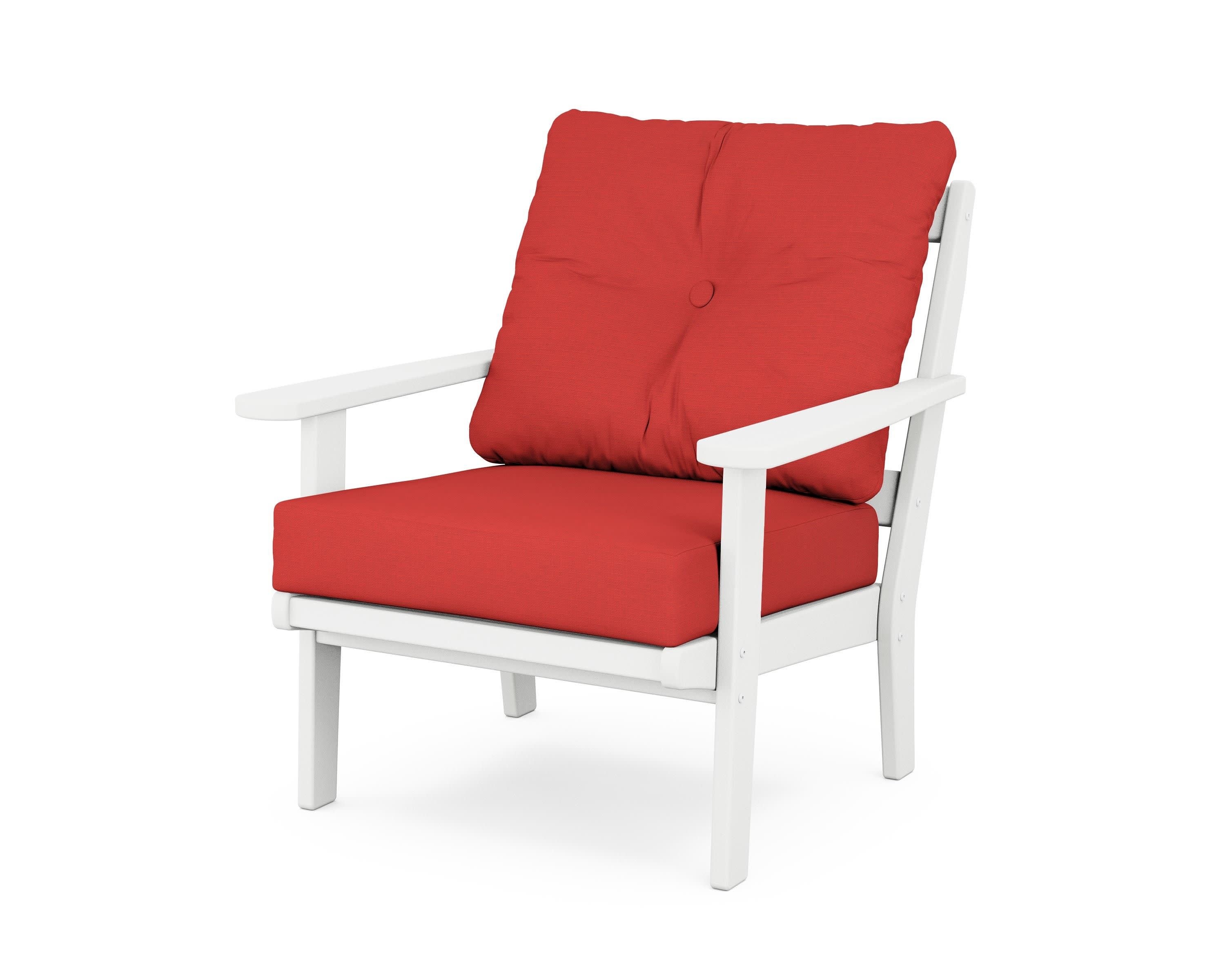 Cape Cod Deep Seating Chair in Classic White / Crimson Linen