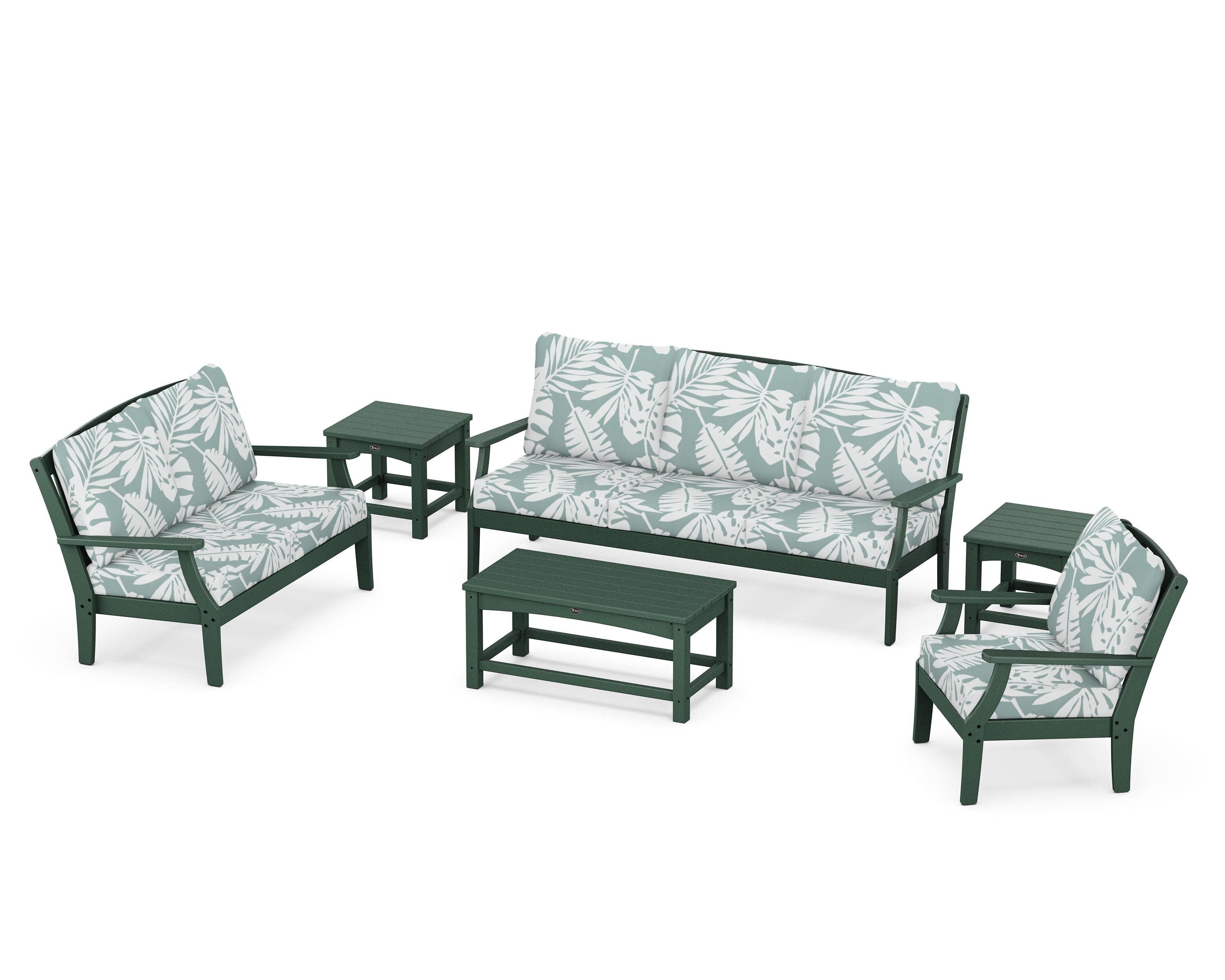Yacht Club 6-Piece Deep Seating Set in Rainforest Canopy / Leaf Glacier Spa