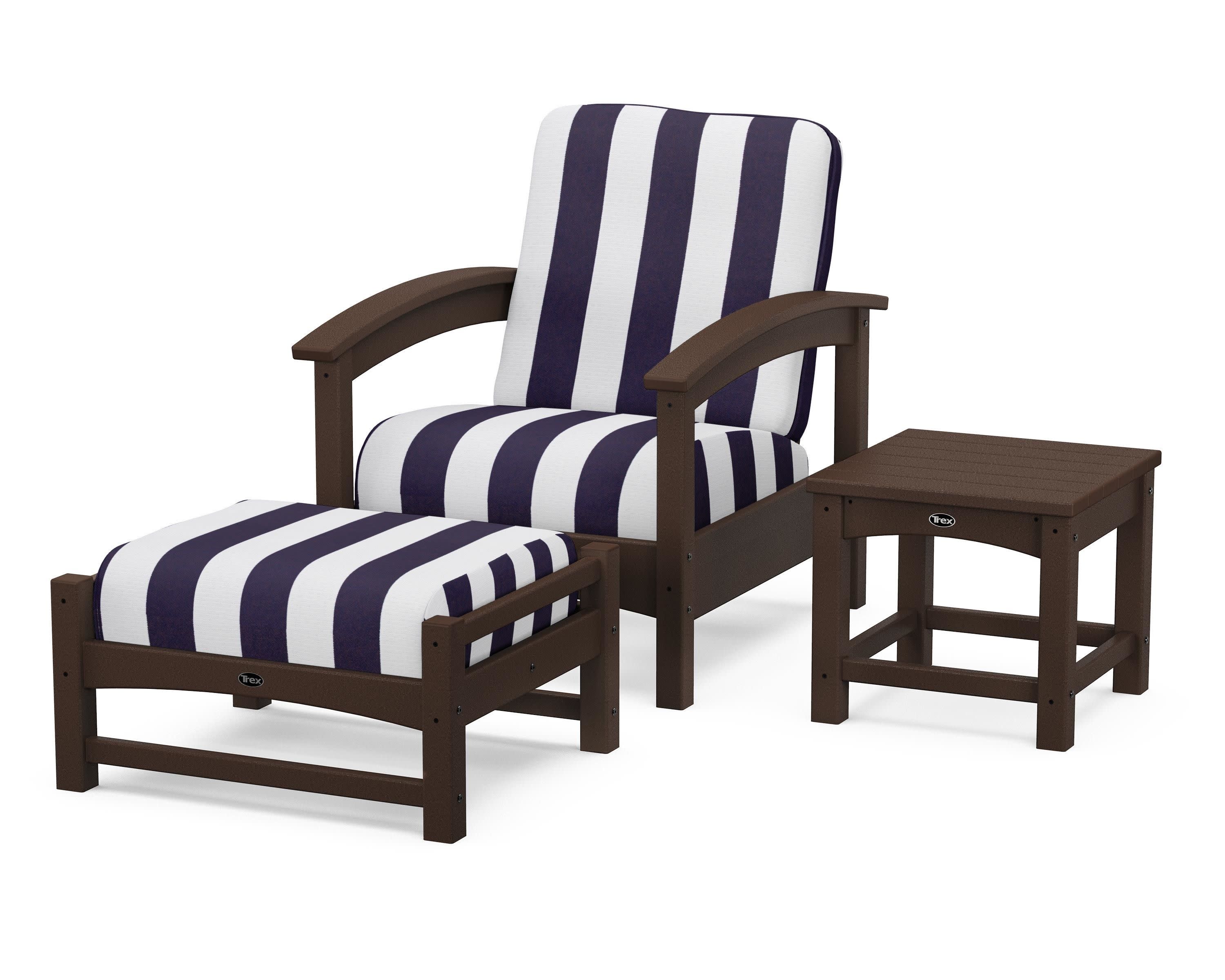 Rockport 3-Piece Deep Seating Set in Vintage Lantern / Cabana Stripe Navy