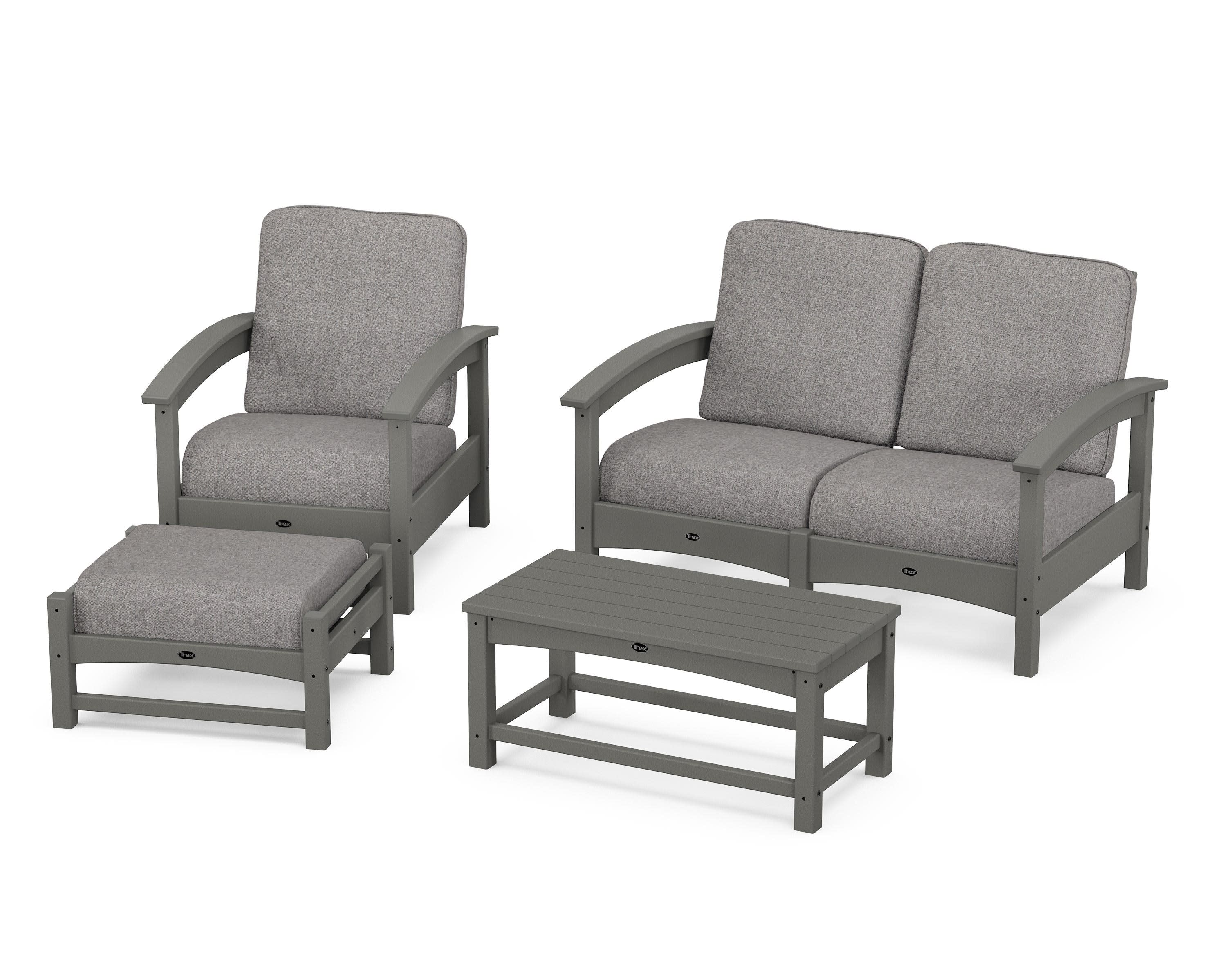 Rockport 4-Piece Deep Seating Conversation Group in Stepping Stone / Grey Mist