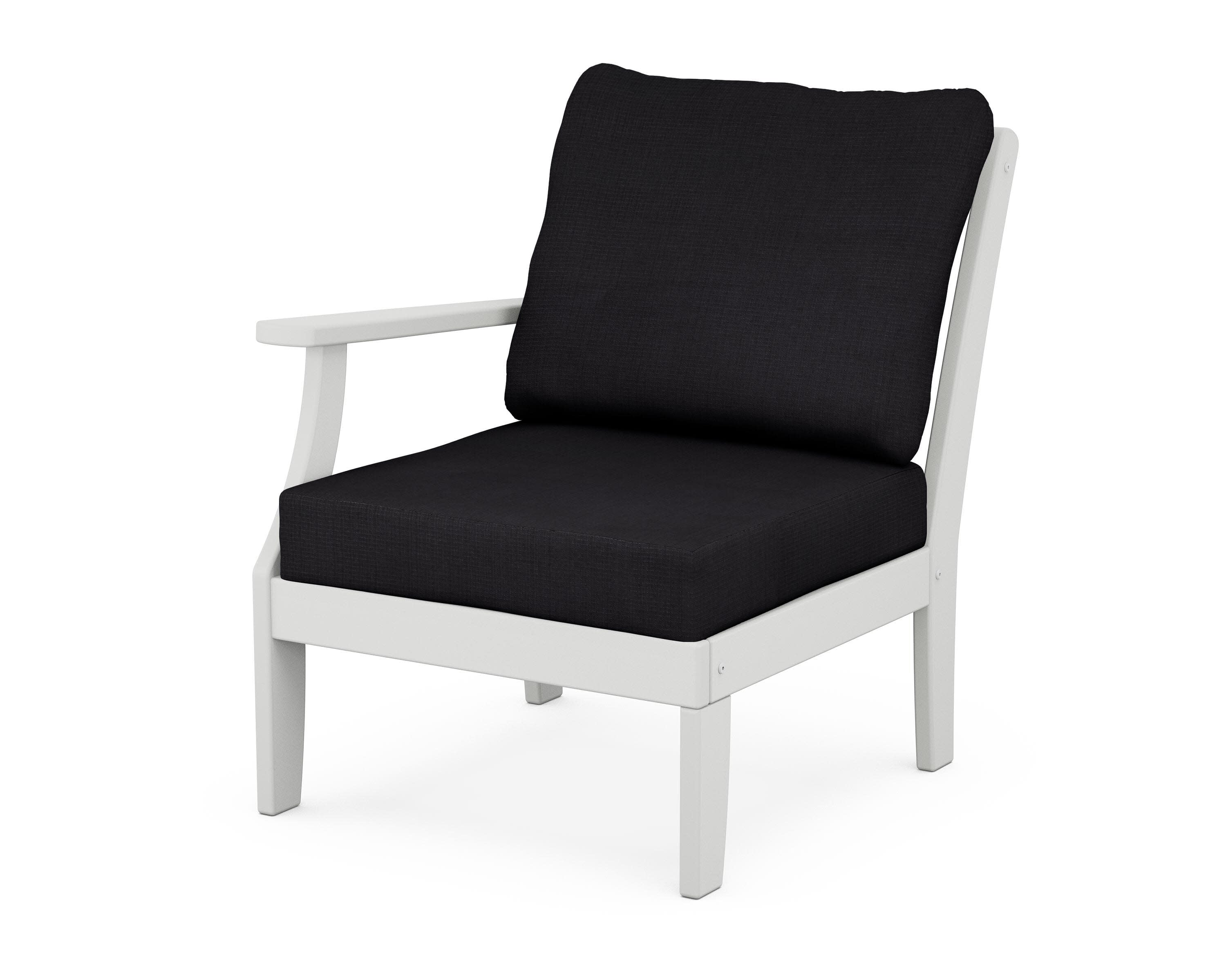 Yacht Club Modular Left Arm Chair in Classic White / Midnight Linen