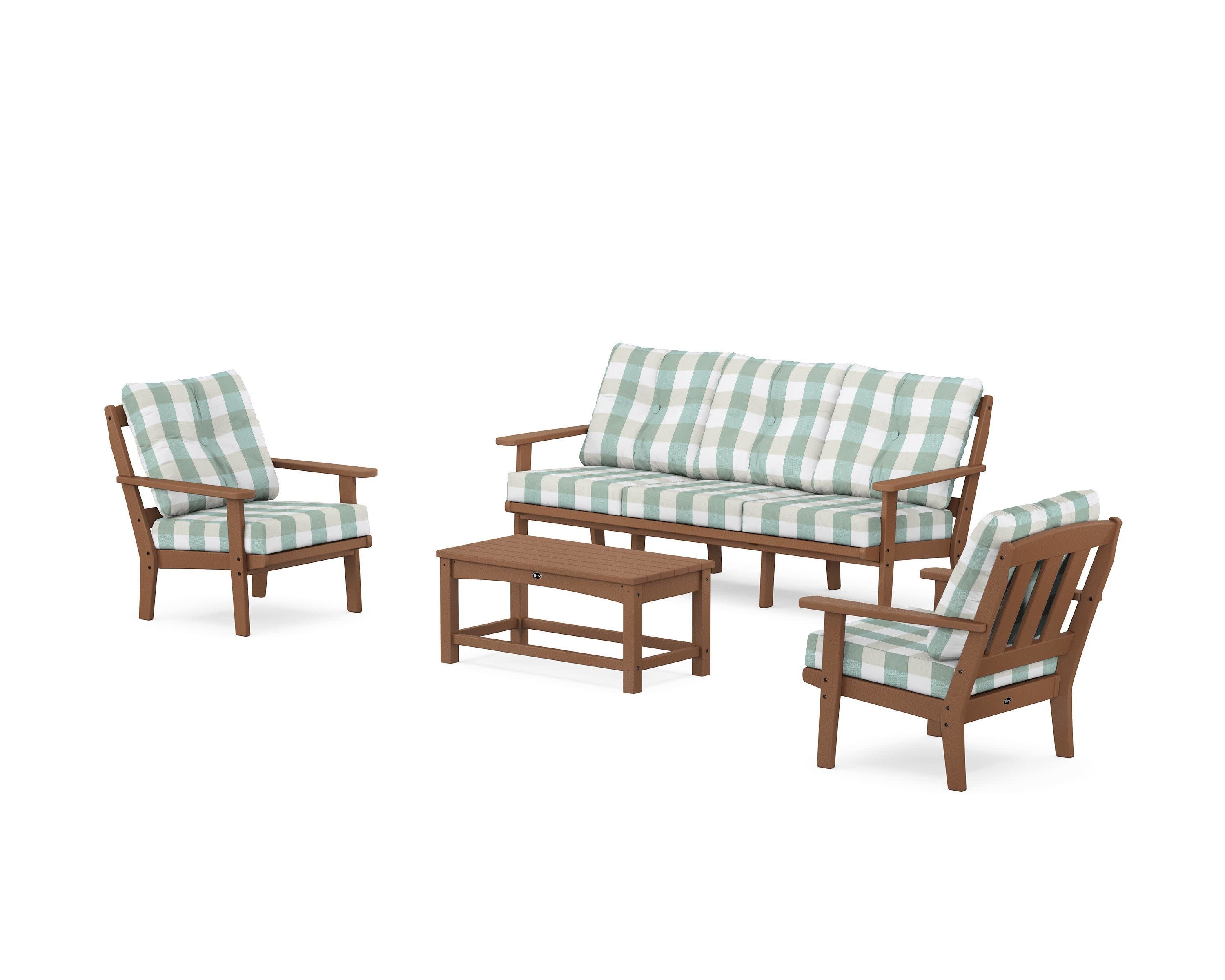 Cape Cod 4-Piece Deep Seating Set with Sofa in Tree House / Buffalo Plaid Glacier Spa
