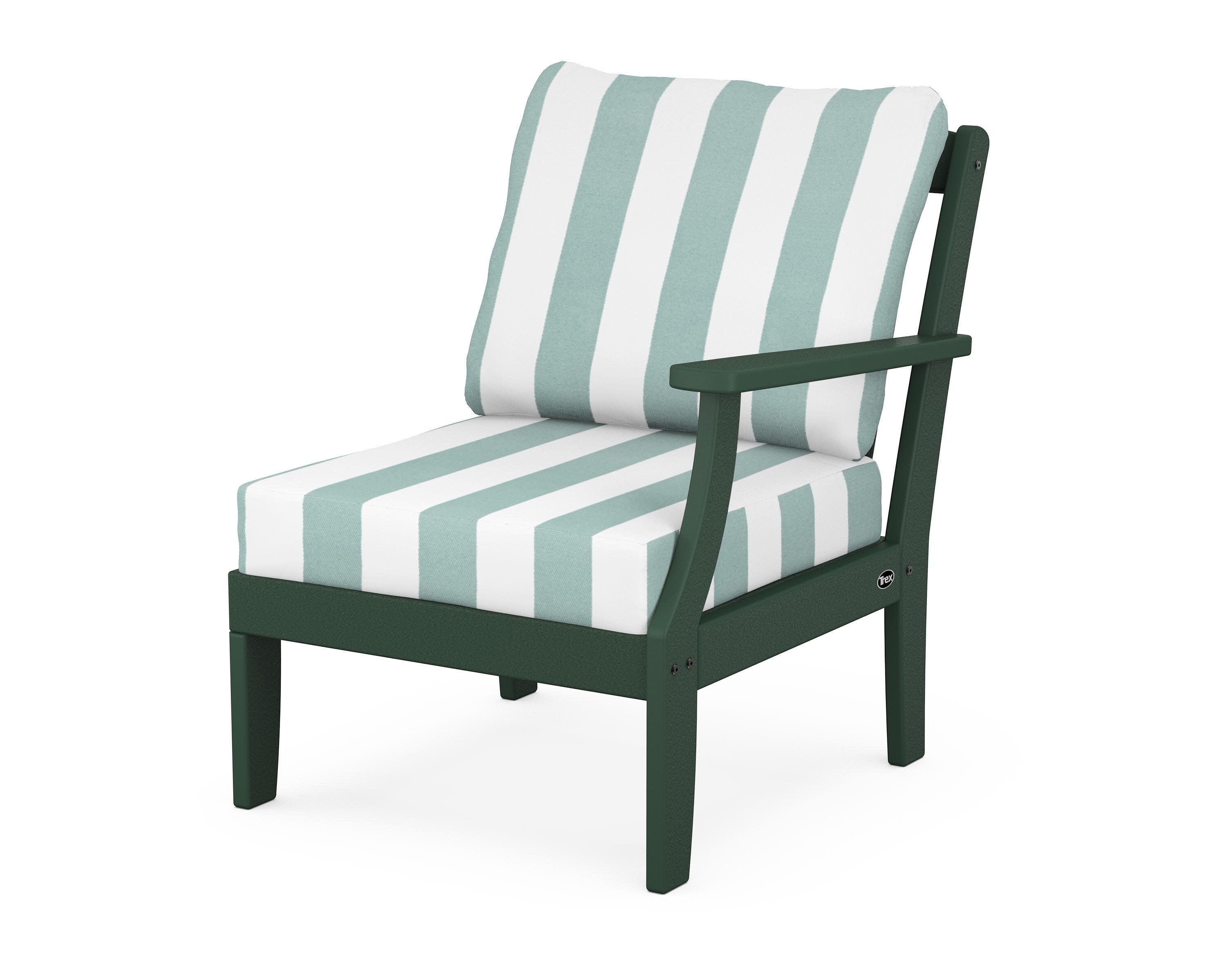 Yacht Club Modular Right Arm Chair in Rainforest Canopy / Cabana Stripe Glacier Spa