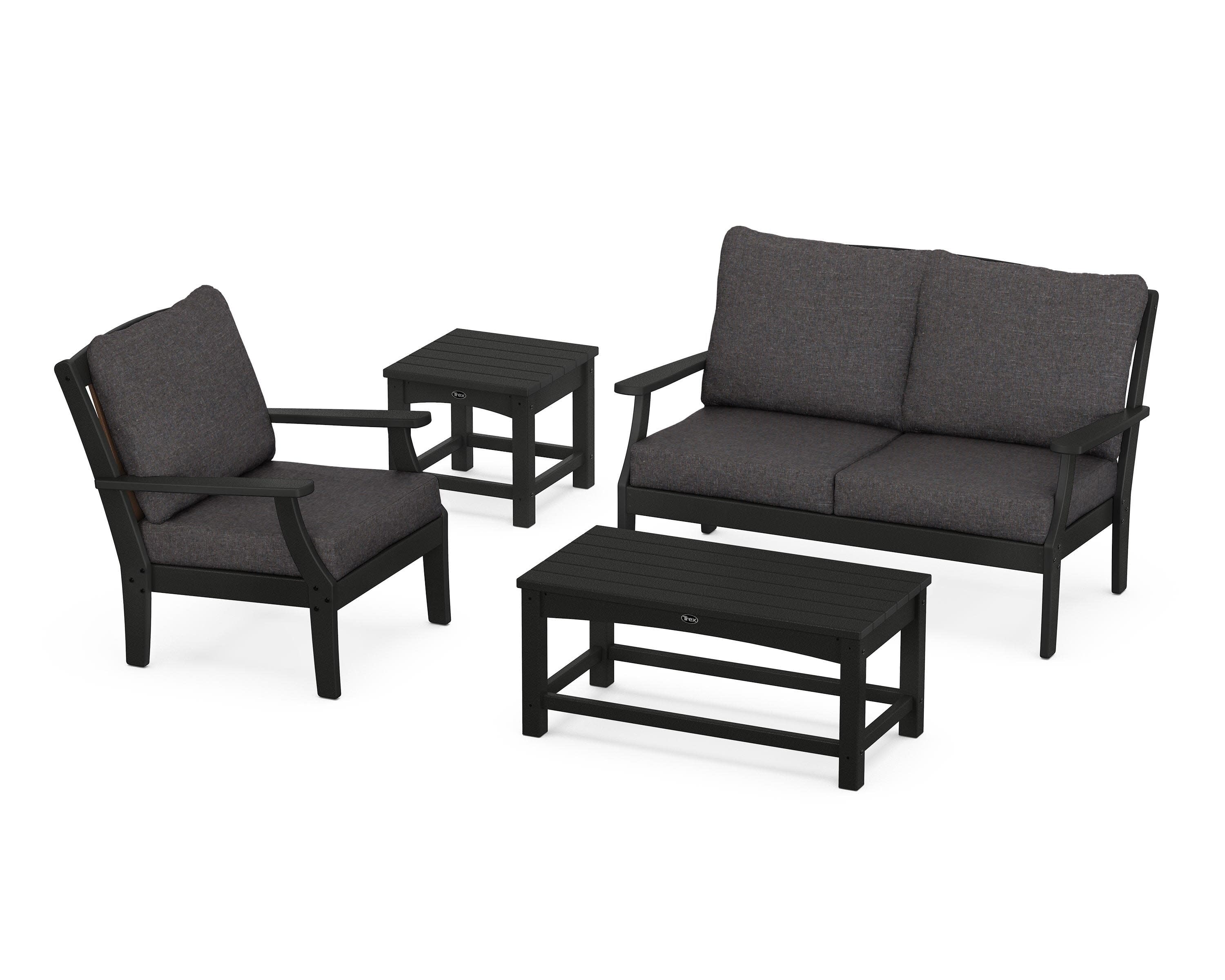 Yacht Club 4-Piece Deep Seating Set in Charcoal Black / Ash Charcoal