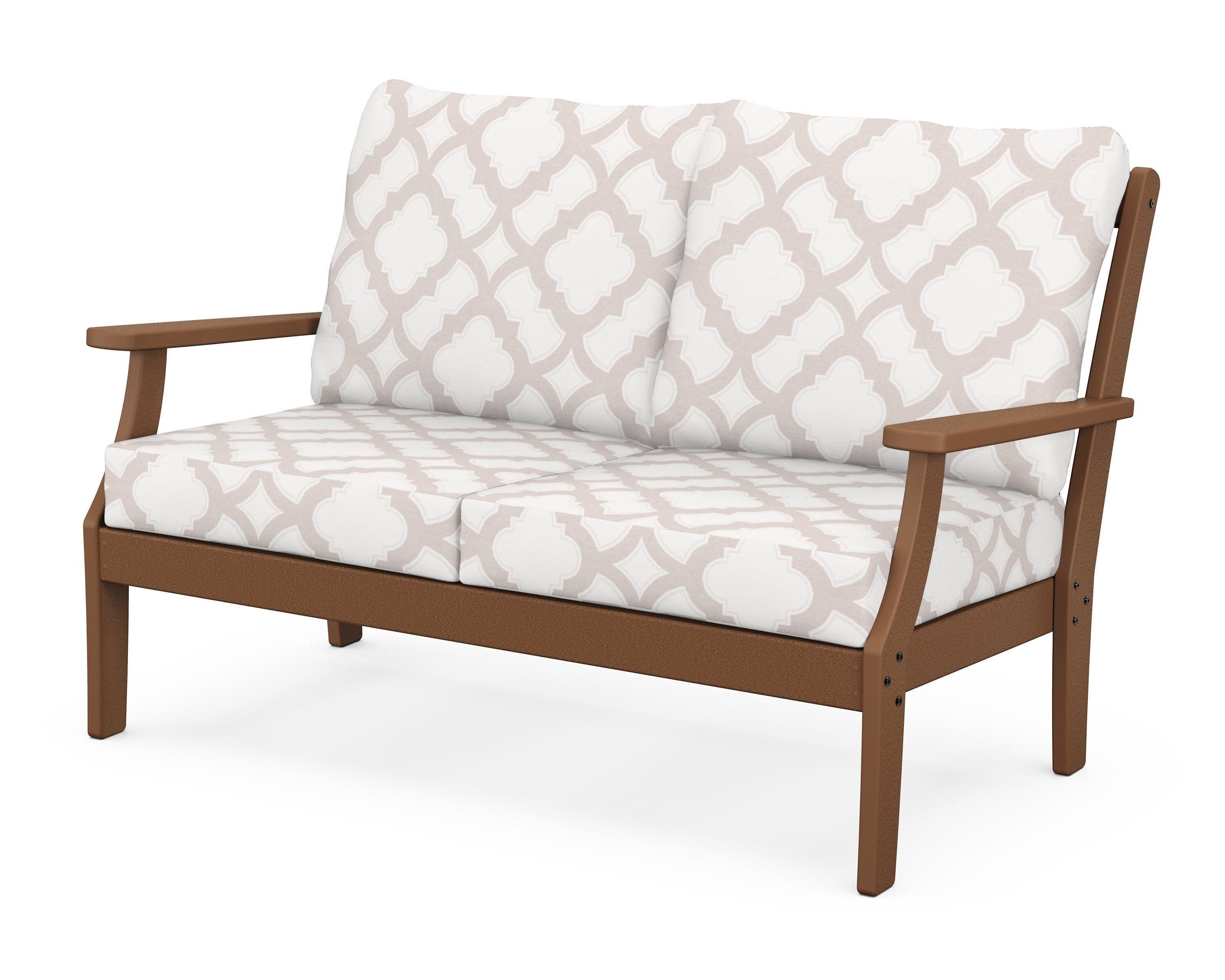 Yacht Club Deep Seating Loveseat in Tree House / Trellis Dune Burlap