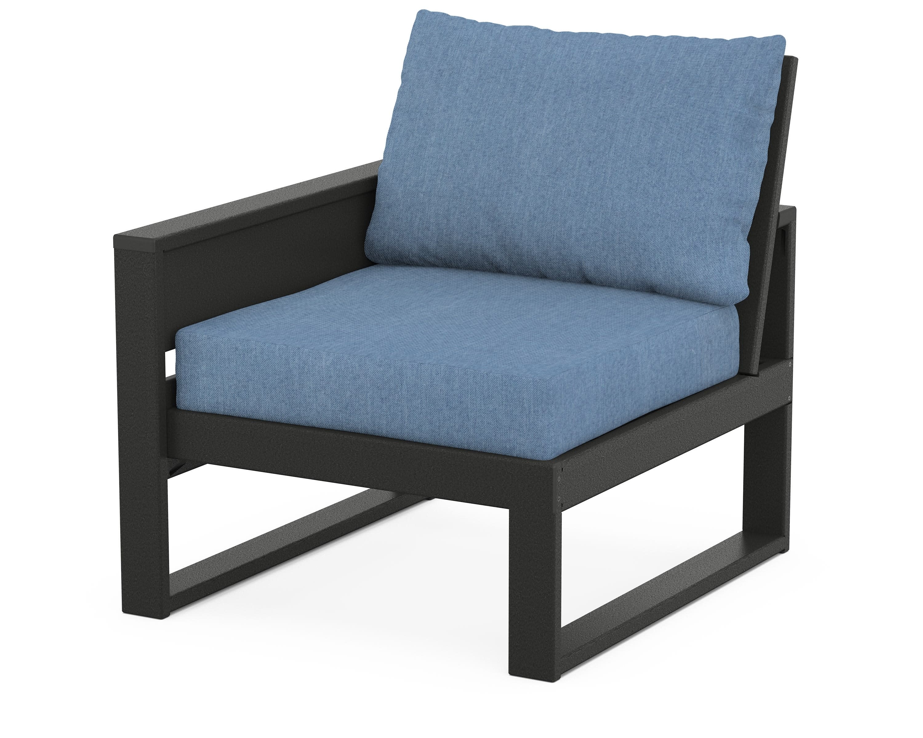 Eastport Modular Left Arm Chair in Charcoal Black / Sky Blue