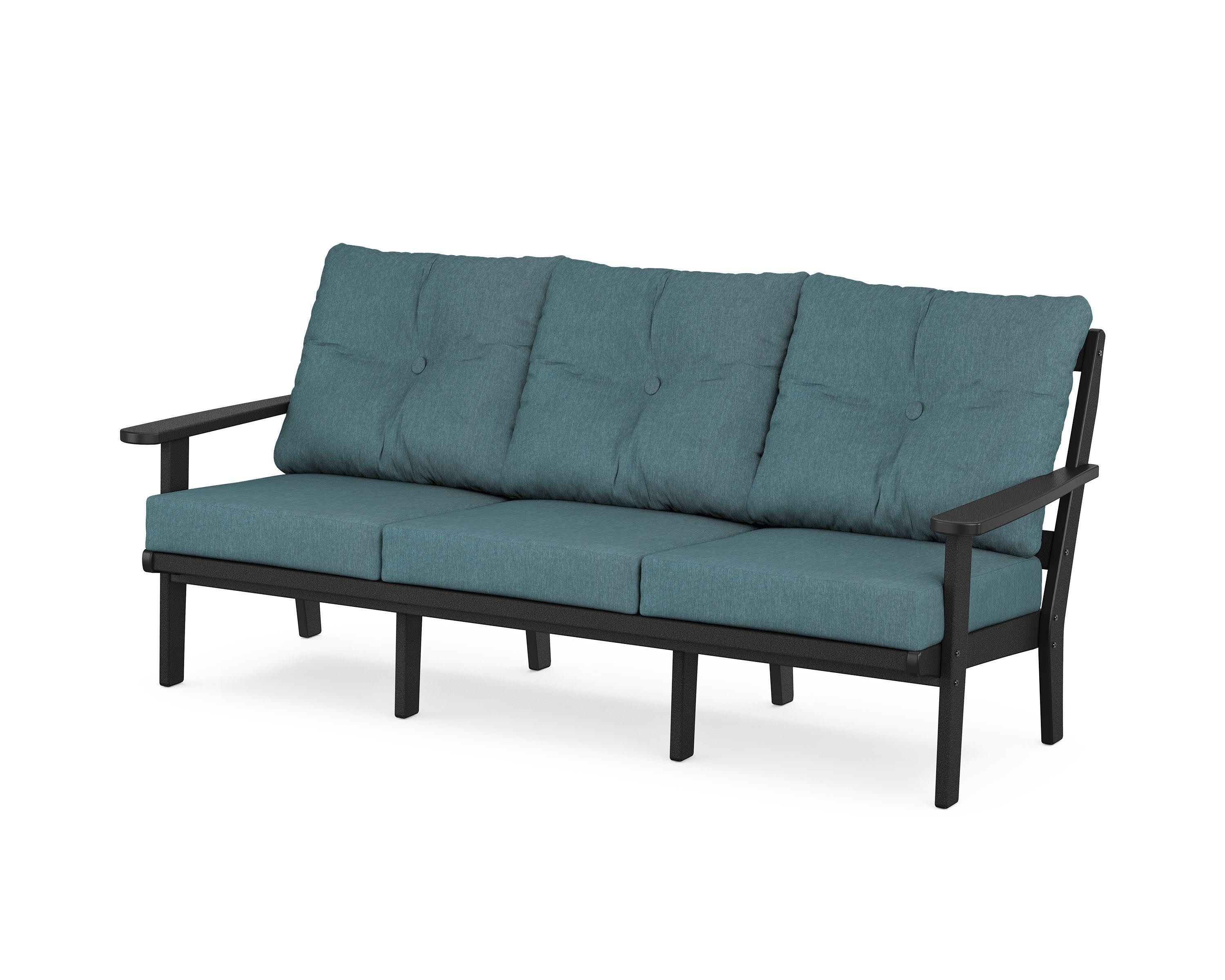 Cape Cod Deep Seating Sofa in Charcoal Black / Ocean Teal