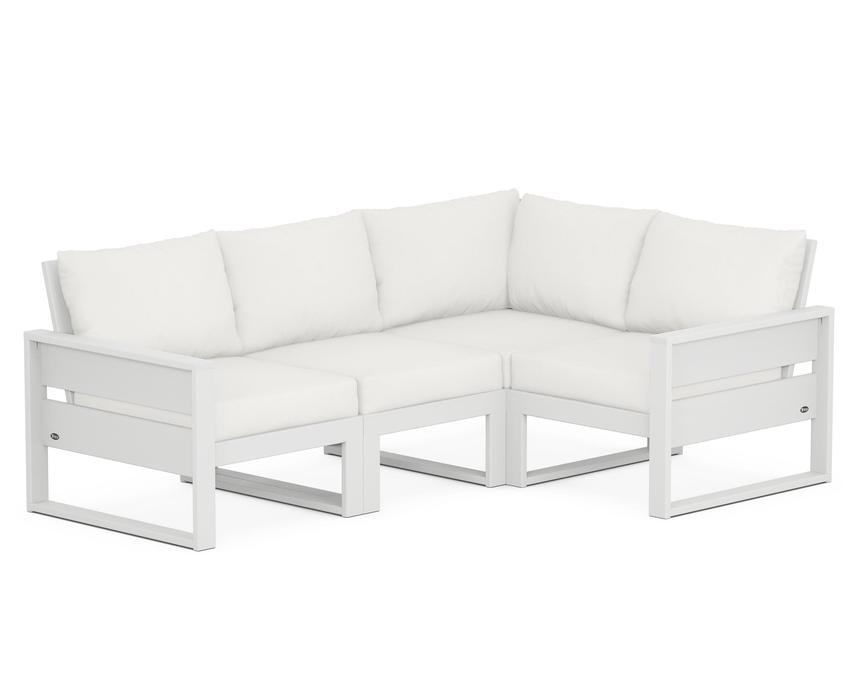 Eastport 4- Piece Sectional in Classic White / Natural Linen